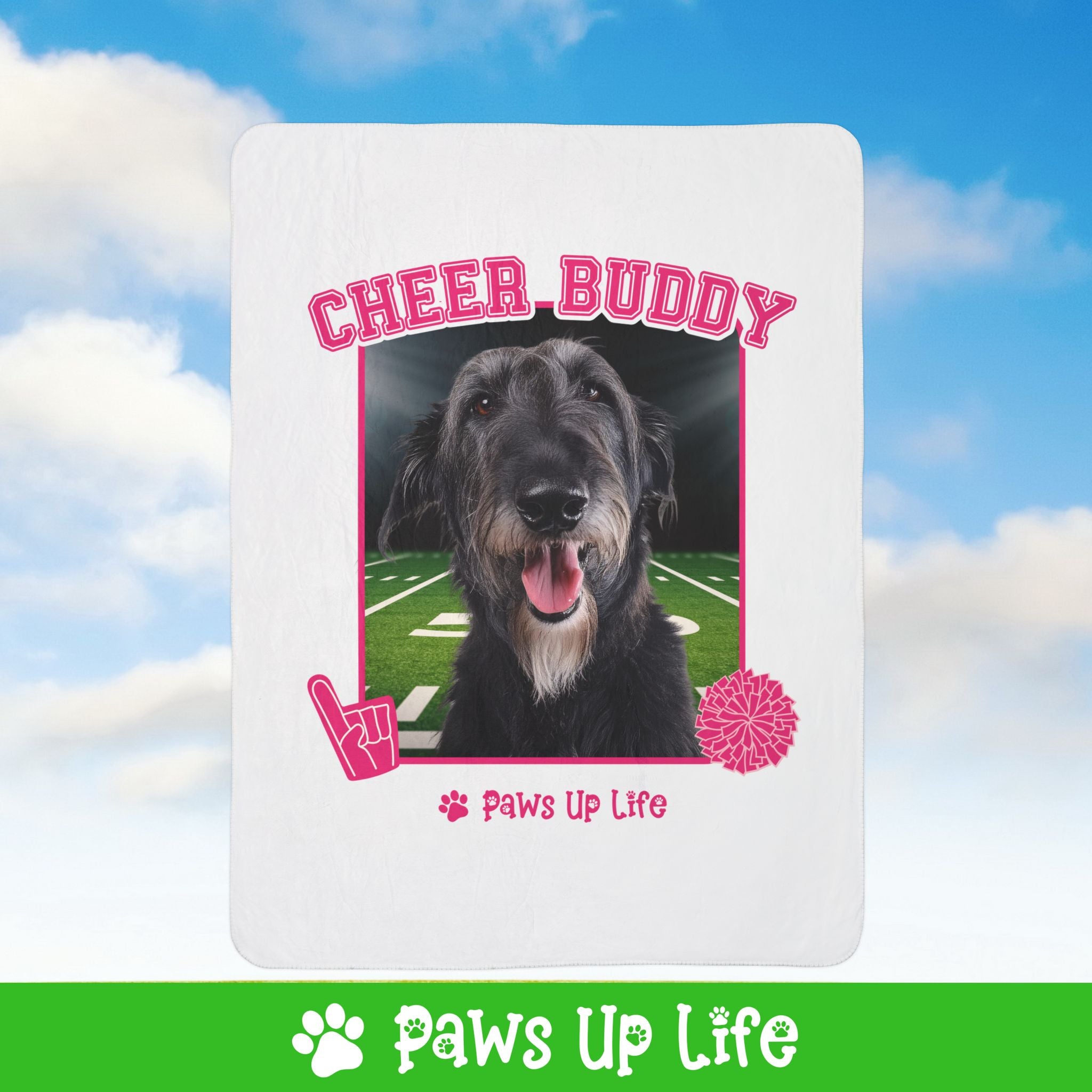 Irish Wolfhound Football Cheer Buddy Cheerleading Dog Fleece Sherpa Blanket - Perfect for Snuggling and Cozy Napping | Paws Up Life, LLC