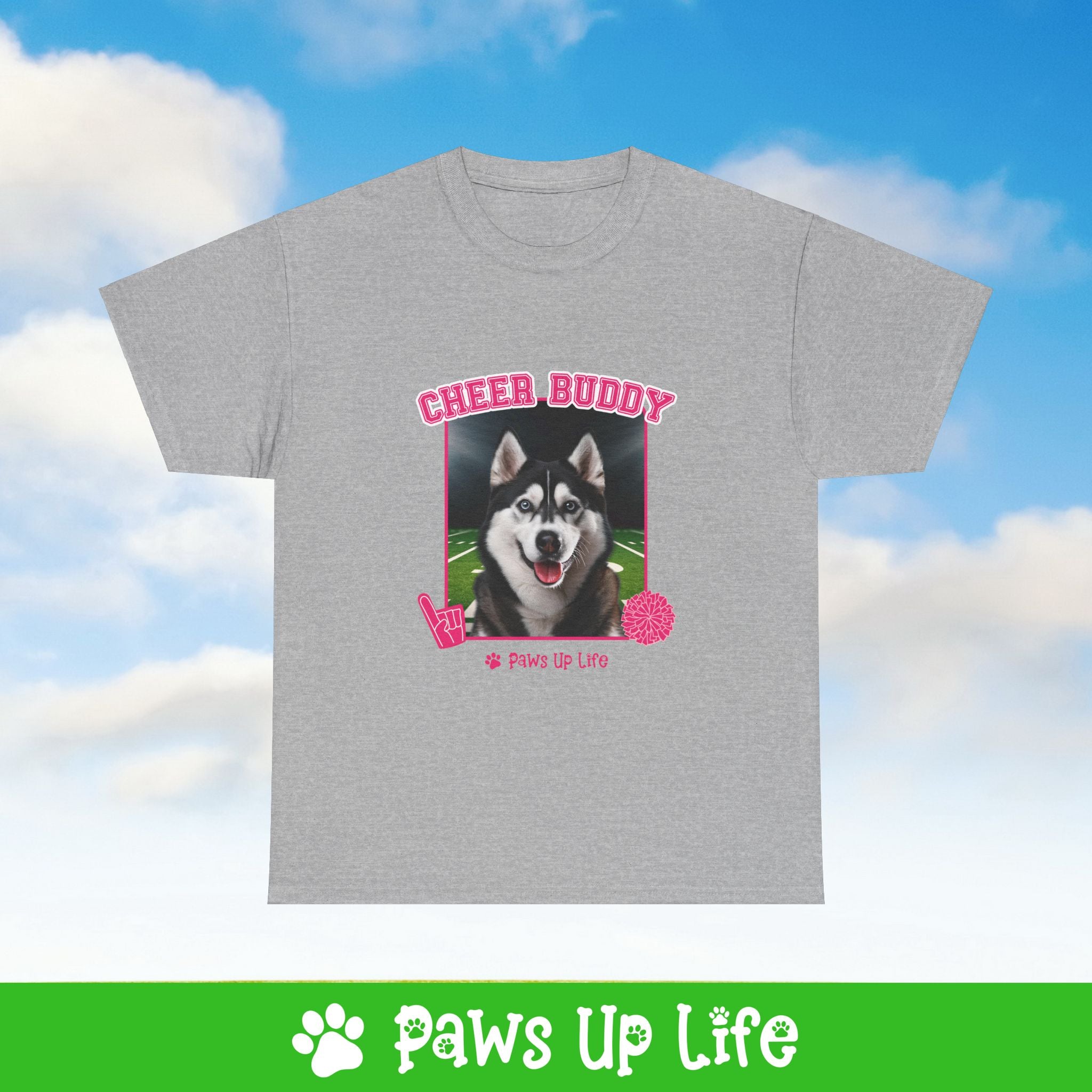 Black Siberian Husky Football Cheer Buddy Cheerleading Dog Tee, Shirt, Unisex Pet Lover Gift, Dog Mom Dad Tshirt, Animal Rescue Advocate, Cute Puppy Graphic Top Classic Collar