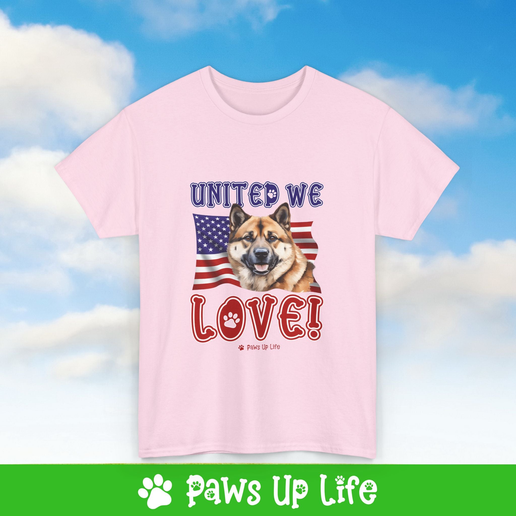 Akita Dog United We Love Dog Tee, Shirt, Unisex Pet Lover Gift, Dog Mom Dad Tshirt, Animal Rescue Advocate, Cute Puppy Graphic Top Classic Collar | Paws Up Life, LLC