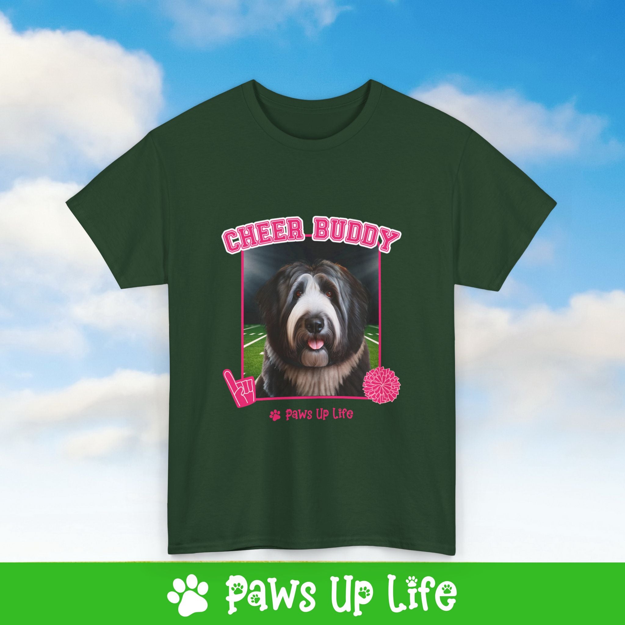 Black Old English Sheepdog Football Cheer Buddy Cheerleading Dog Tee, Shirt, Unisex Pet Lover Gift, Dog Mom Dad Tshirt, Animal Rescue Advocate, Cute Puppy Graphic Top Classic Collar | Paws Up Life, LLC