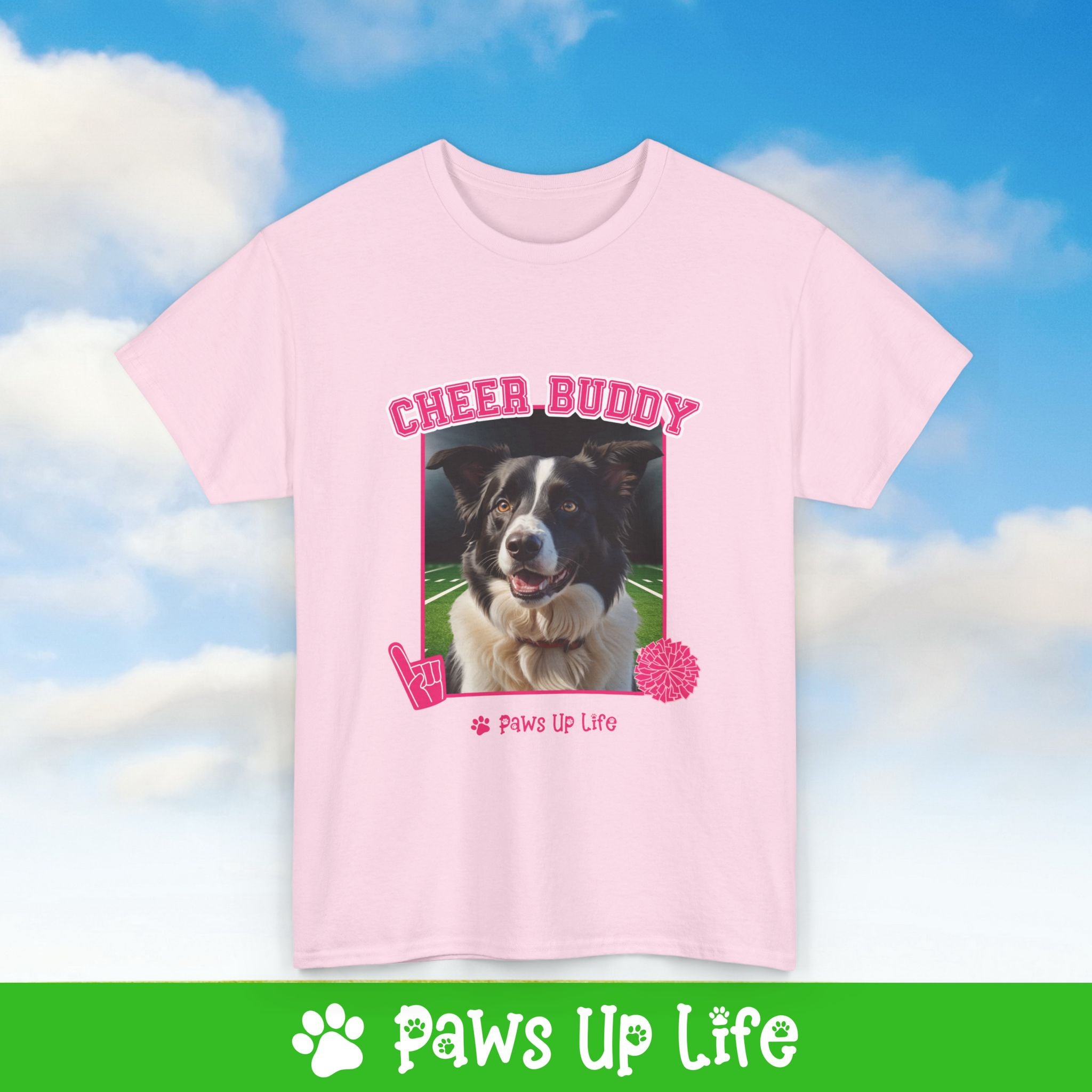 Border Collie Football Cheer Buddy Cheerleading Dog Tee, Shirt, Unisex Pet Lover Gift, Dog Mom Dad Tshirt, Animal Rescue Advocate, Cute Puppy Graphic Top Classic Collar | Paws Up Life, LLC