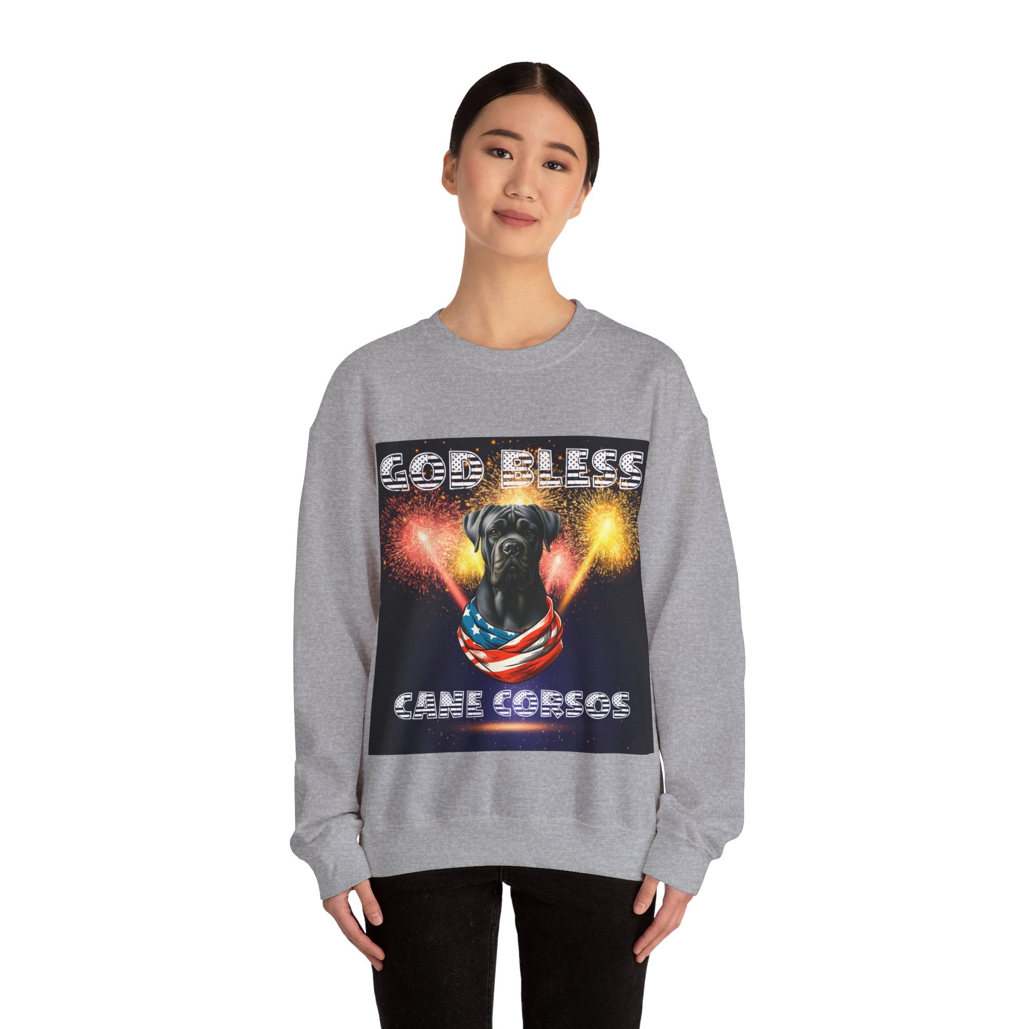 God Bless Cane Corso Patriotic Unisex Sweatshirt Heavy Blend™ Crewneck | Paws Up Life, LLC