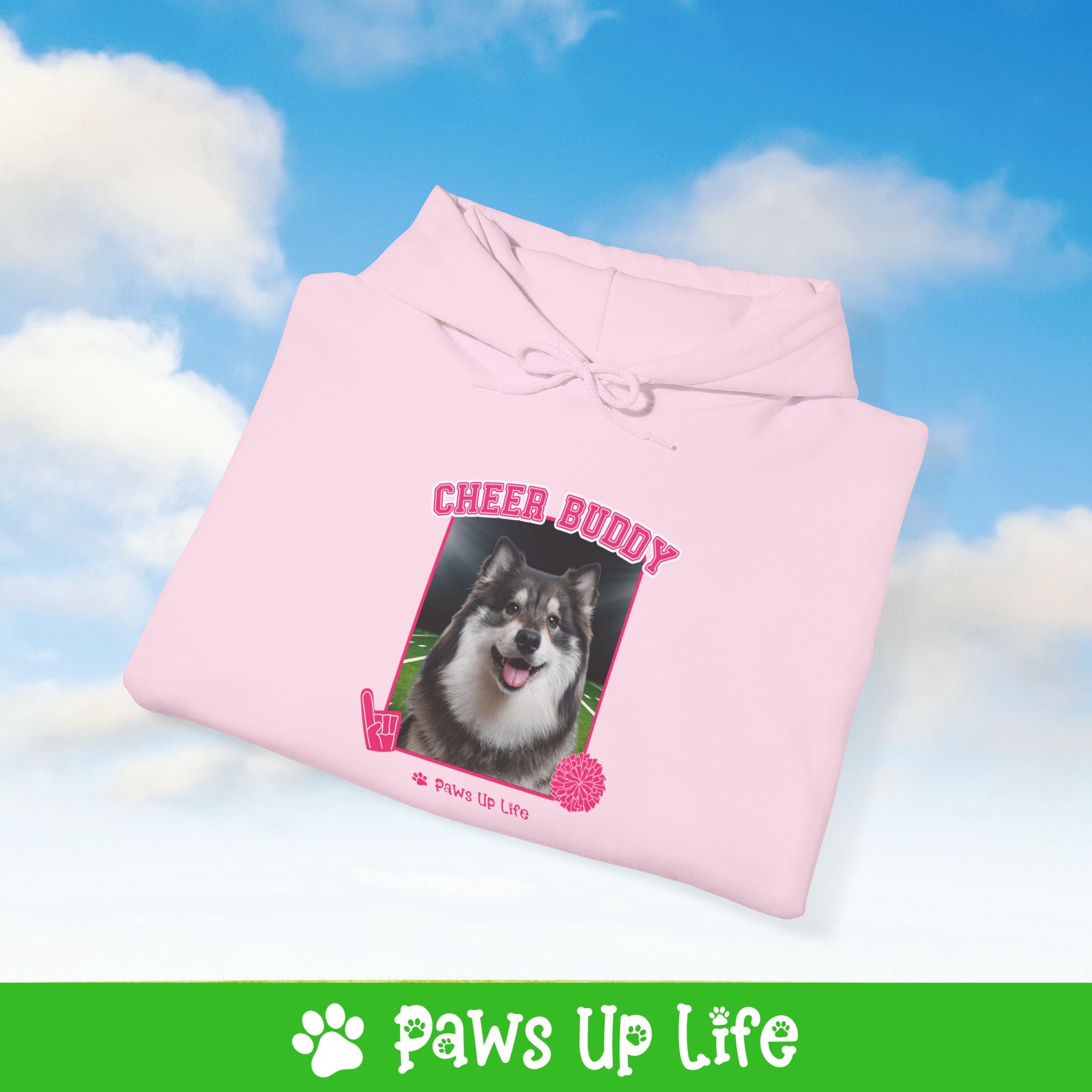 Finnish Lapphund Football Cheer Buddy Cheerleading Dog Unisex Hoodie Hooded Sweatshirt Classic Comfy Cotton | Paws Up Life, LLC