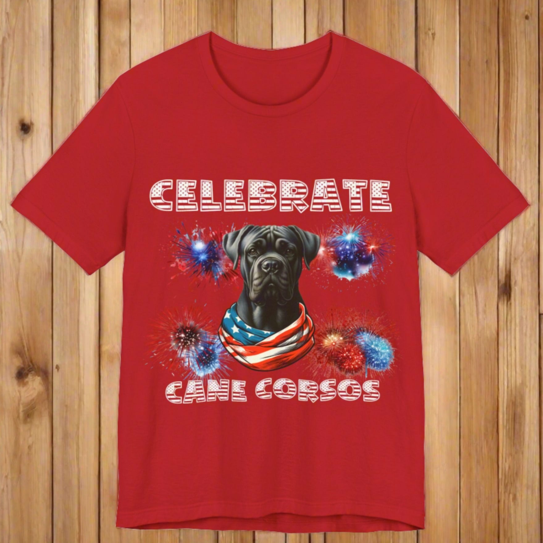 Celebrate Cane Corso Dog Patriotic Unisex Jersey Short Sleeve Tee Bella Canvas 3001 | Paws Up Life, LLC