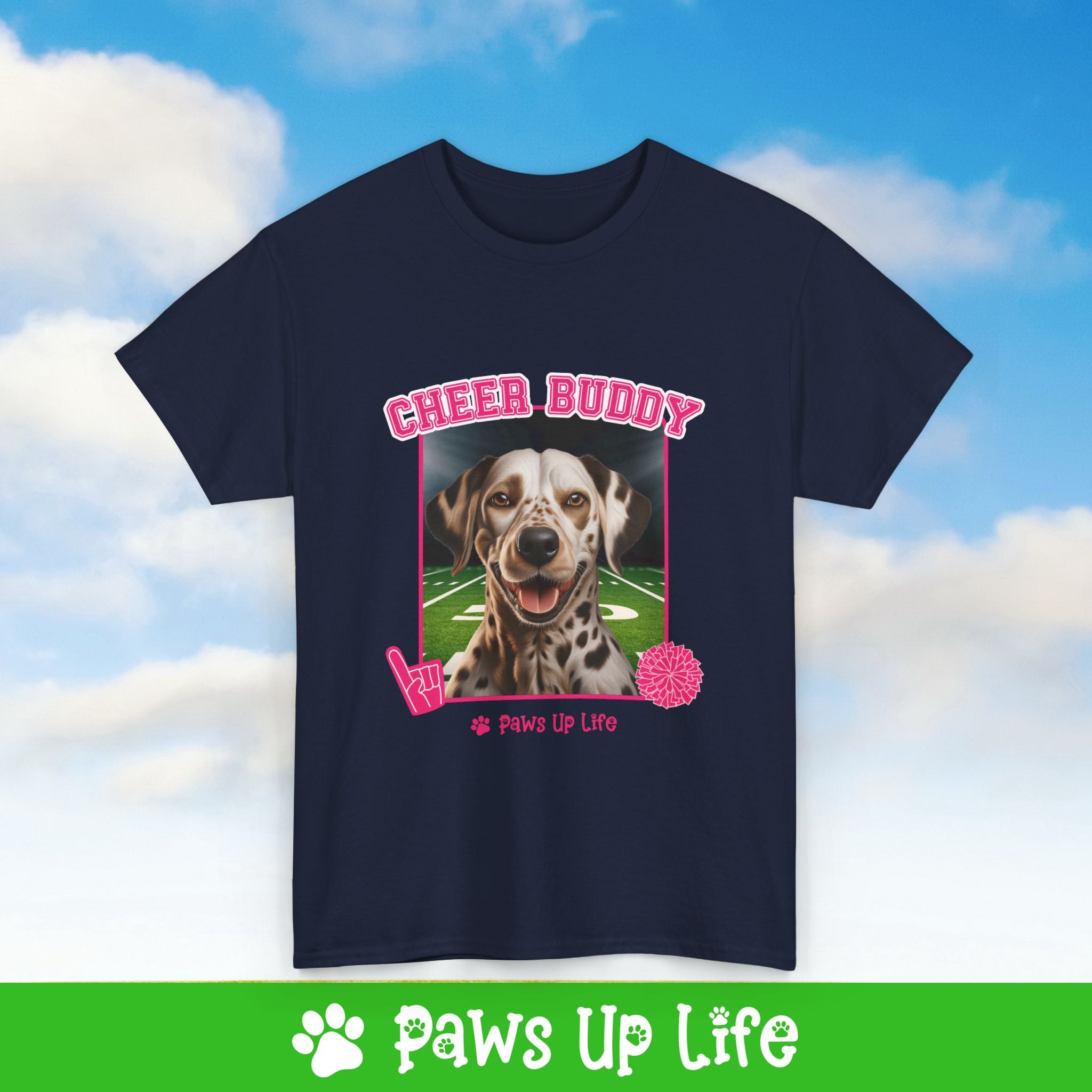 Dalmation Football Cheer Buddy Cheerleading Dog Tee, Shirt, Unisex Pet Lover Gift, Dog Mom Dad Tshirt, Animal Rescue Advocate, Cute Puppy Graphic Top Classic Collar | Paws Up Life, LLC