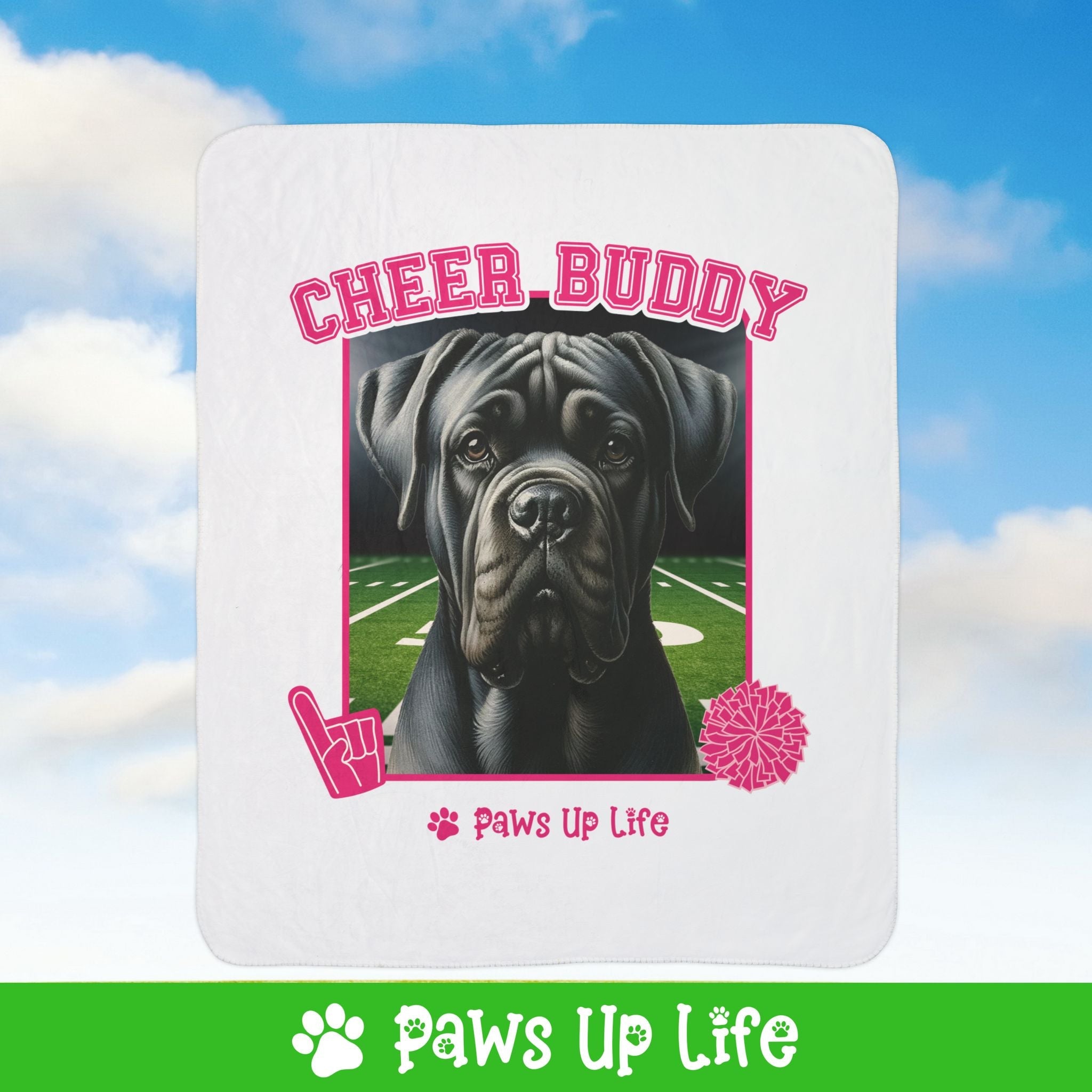 Cane Corso Football Cheer Buddy Cheerleading Dog Fleece Sherpa Blanket - Perfect for Snuggling and Cozy Napping | Paws Up Life, LLC