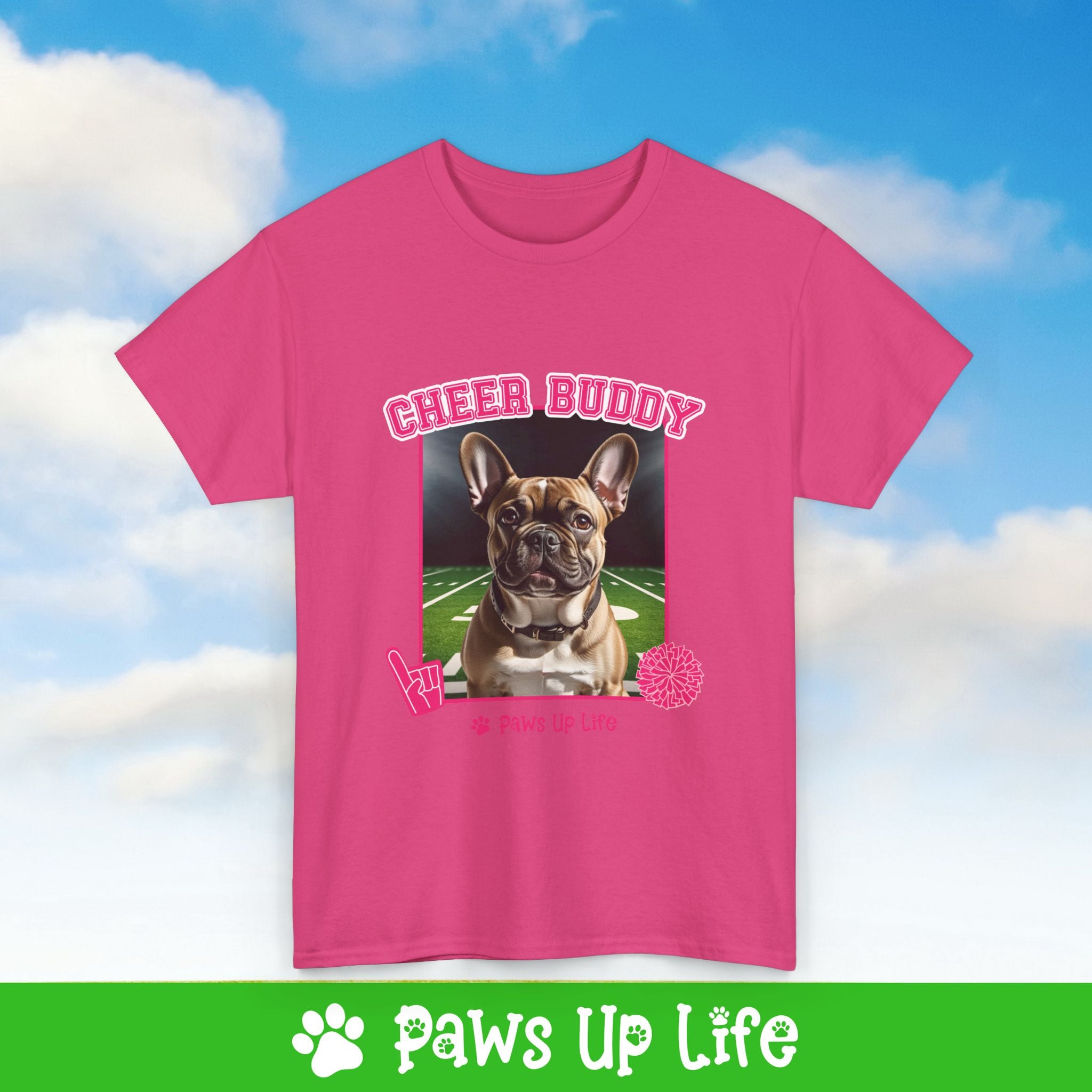 French Bulldog Football Cheer Buddy Cheerleading Dog Tee, Shirt, Unisex Pet Lover Gift, Dog Mom Dad Tshirt, Animal Rescue Advocate, Cute Puppy Graphic Top Classic Collar | Paws Up Life, LLC