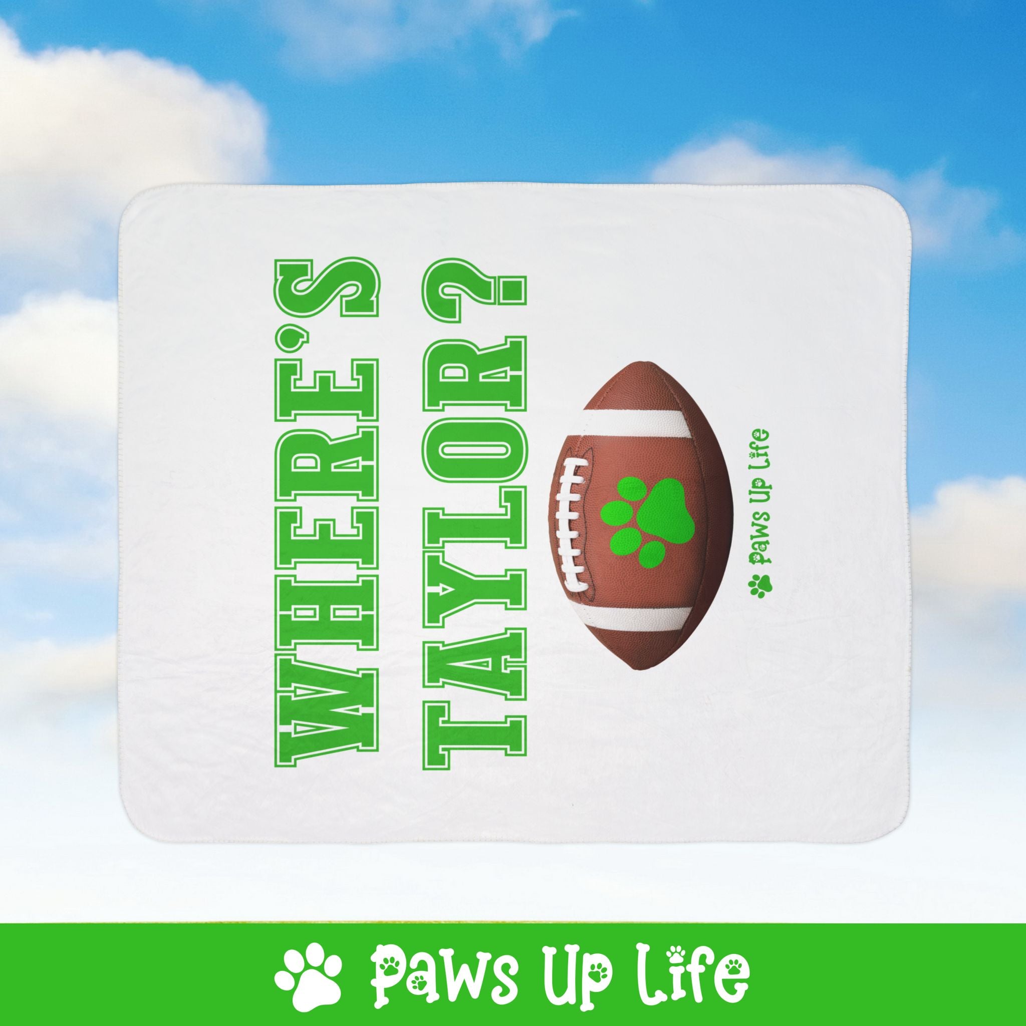 Where's Taylor Football Fleece Sherpa Blanket - Perfect for Snuggling and Cozy Napping | Paws Up Life, LLC