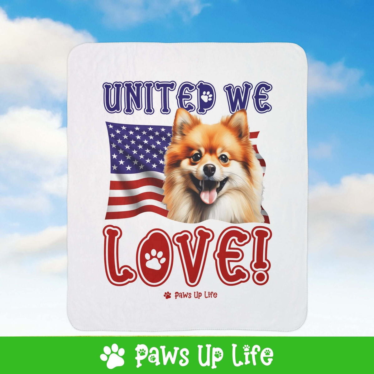 Pomeranian Dog United We Love Fleece Sherpa Blanket - Perfect for Snuggling and Cozy Napping | Paws Up Life, LLC