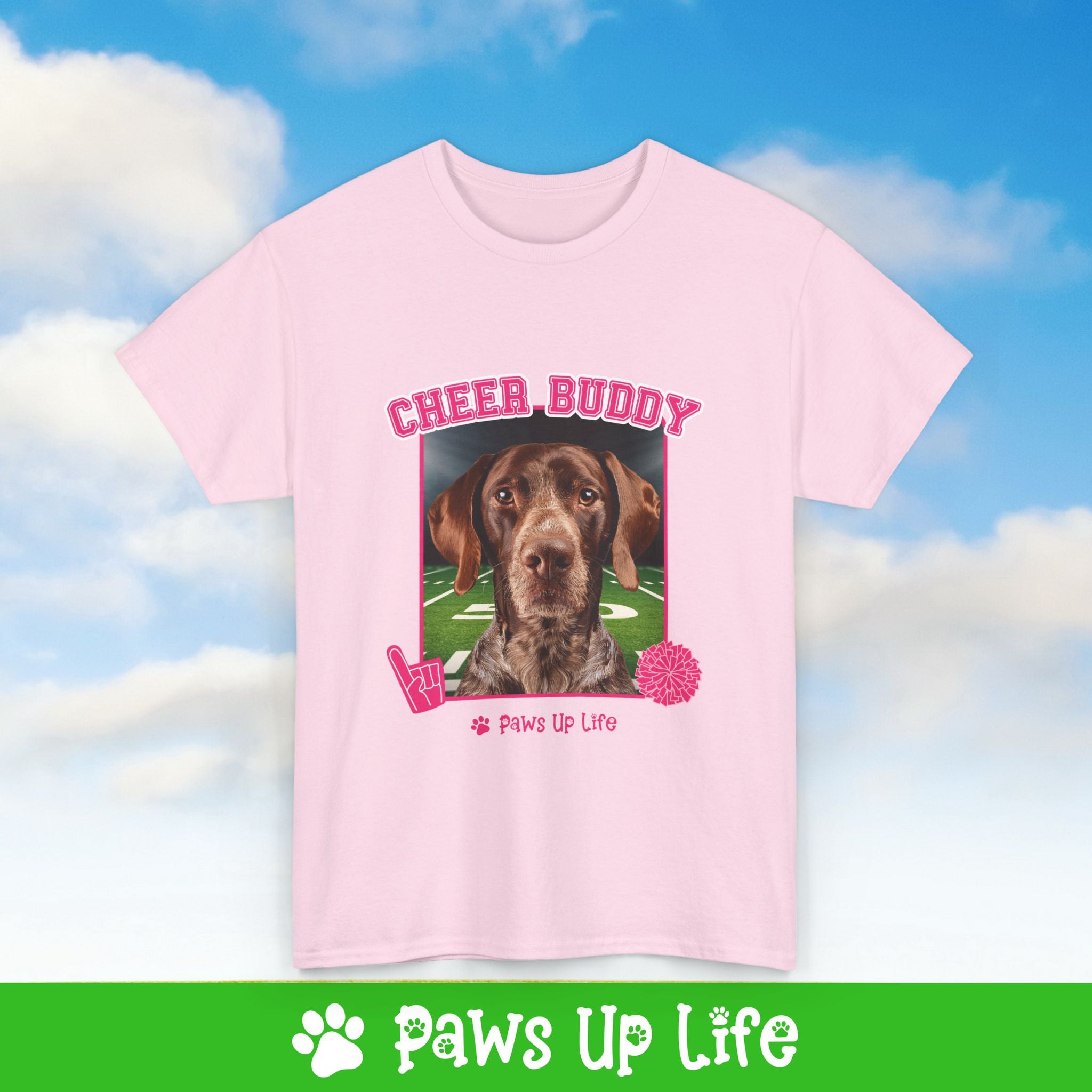 German Shorthaired Pointer Football Cheer Buddy Cheerleading Dog Tee, Shirt, Unisex Pet Lover Gift, Dog Mom Dad Tshirt, Animal Rescue Advocate, Cute Puppy Graphic Top Classic Collar | Paws Up Life, LLC