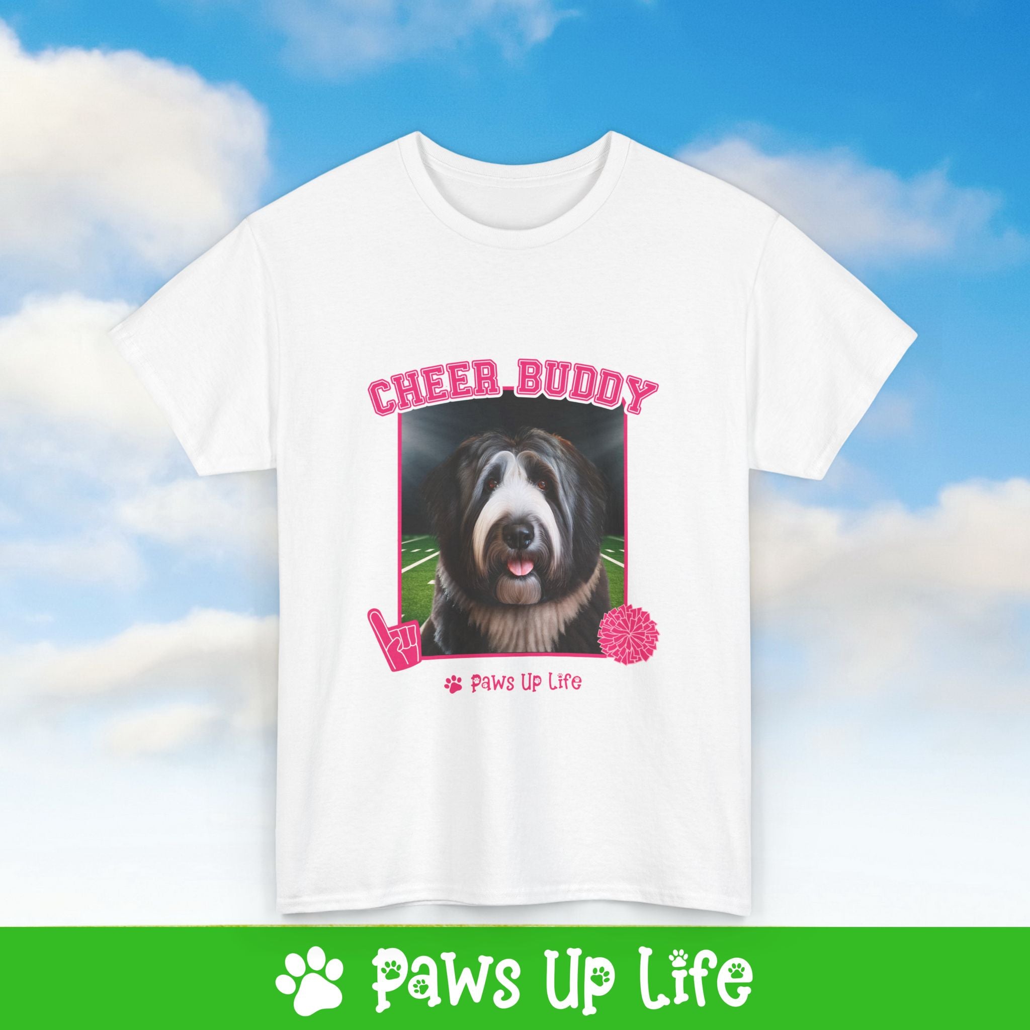 Black Old English Sheepdog Football Cheer Buddy Cheerleading Dog Tee, Shirt, Unisex Pet Lover Gift, Dog Mom Dad Tshirt, Animal Rescue Advocate, Cute Puppy Graphic Top Classic Collar