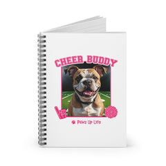 Bulldog Football Cheer Buddy Cheerleading Dog Spiral Notebook for Office and Home - Ruled Line | Paws Up Life, LLC