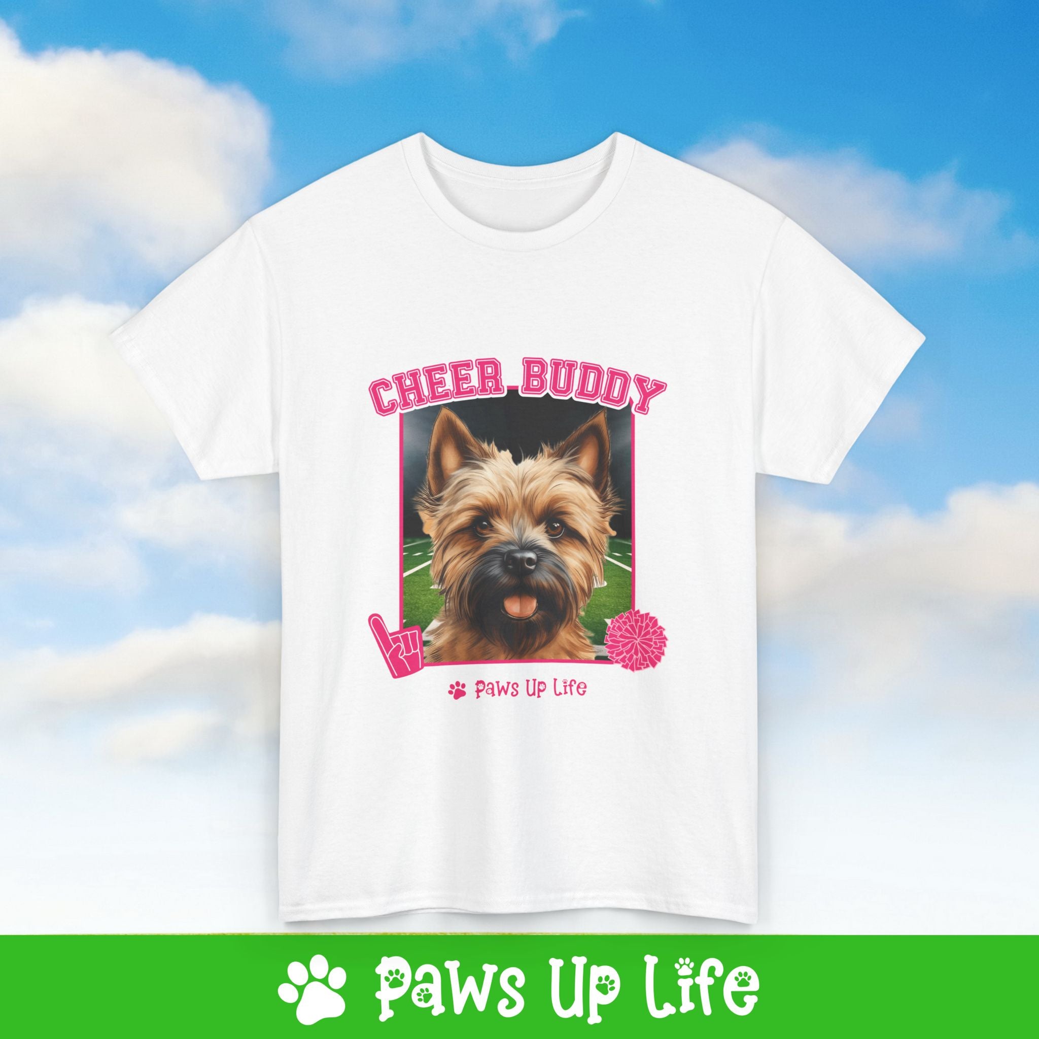 Cairn Terrier Football Cheer Buddy Cheerleading Dog Tee, Shirt, Unisex Pet Lover Gift, Dog Mom Dad Tshirt, Animal Rescue Advocate, Cute Puppy Graphic Top Classic Collar | Paws Up Life, LLC