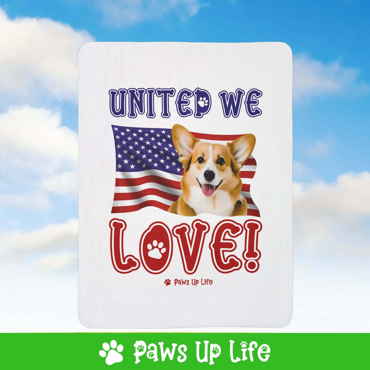 Pembroke Welsh Corgi Dog United We Love Fleece Sherpa Blanket - Perfect for Snuggling and Cozy Napping | Paws Up Life, LLC