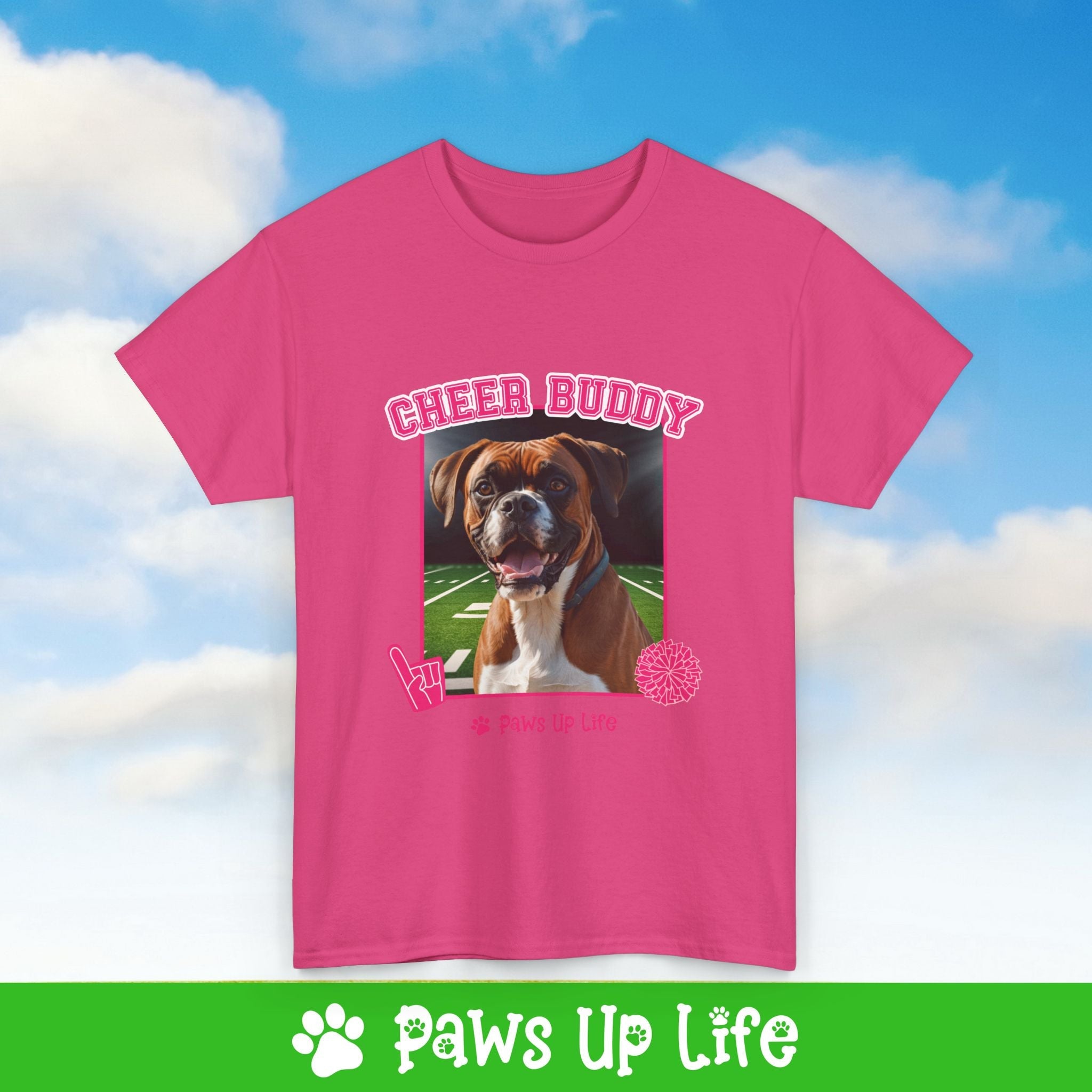 Boxer Football Cheer Buddy Cheerleading Dog Tee, Shirt, Unisex Pet Lover Gift, Dog Mom Dad Tshirt, Animal Rescue Advocate, Cute Puppy Graphic Top Classic Collar