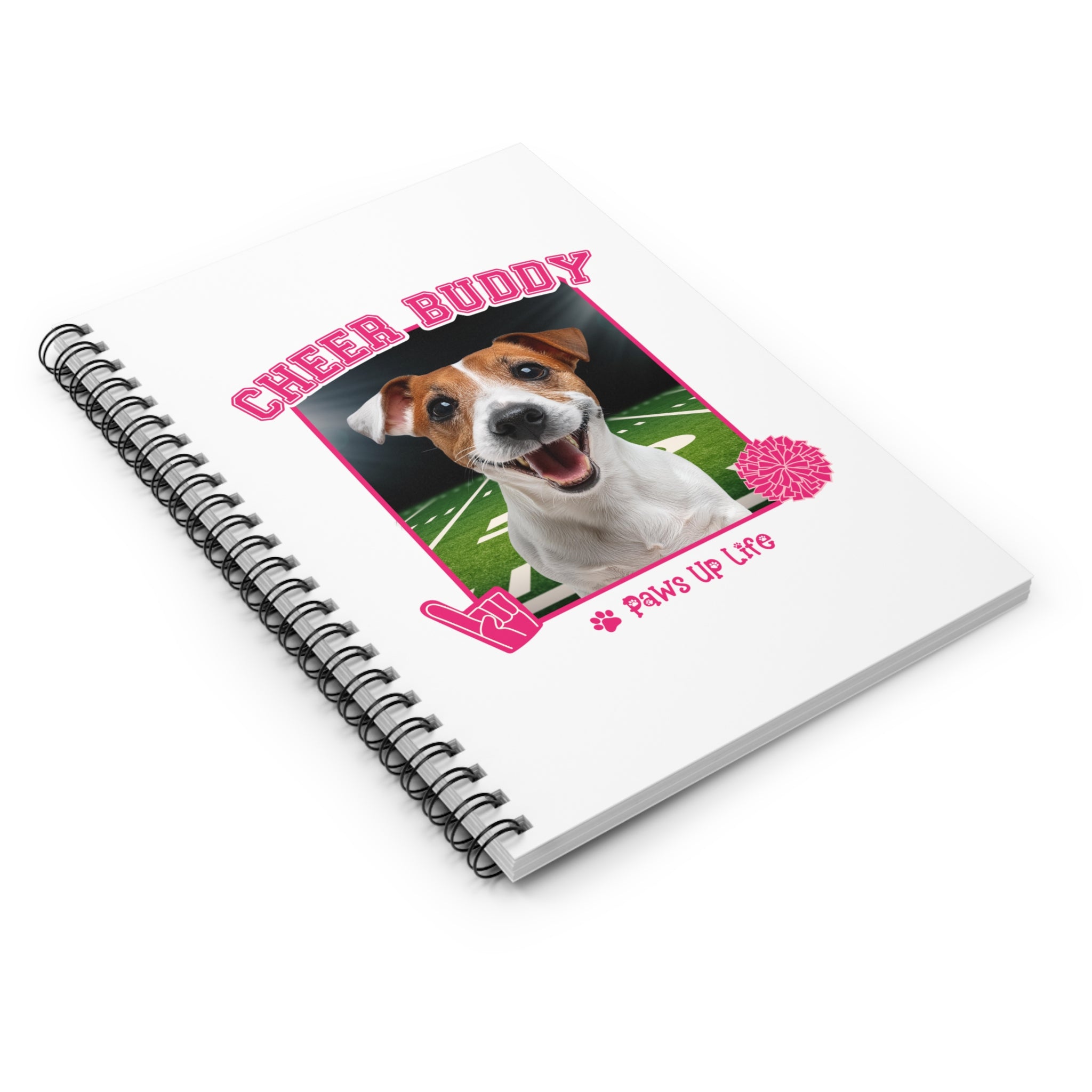 Jack Russell Football Cheer Buddy Cheerleading Dog Spiral Notebook for Office and Home - Ruled Line | Paws Up Life, LLC