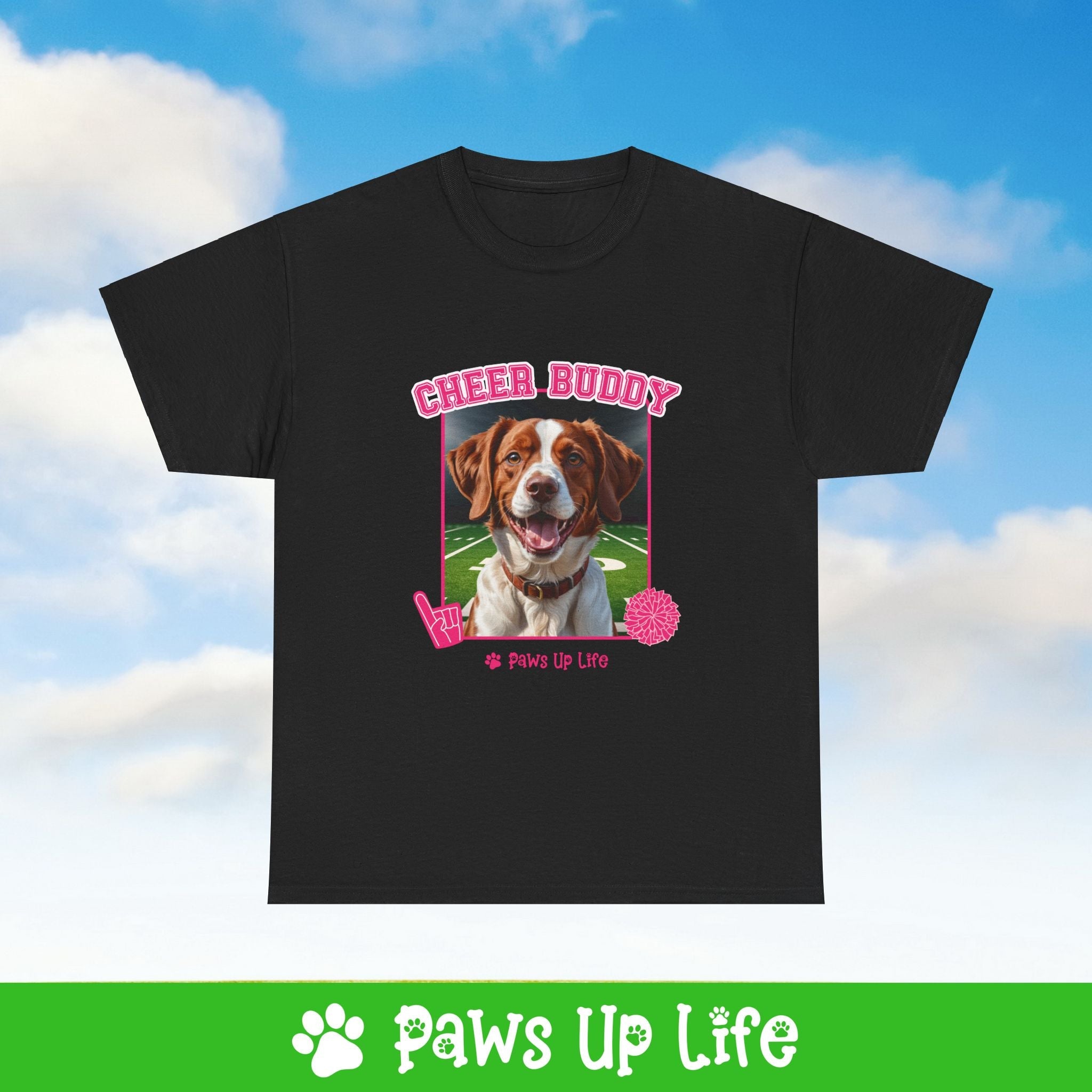 Brittany Football Cheer Buddy Cheerleading Dog Tee, Shirt, Unisex Pet Lover Gift, Dog Mom Dad Tshirt, Animal Rescue Advocate, Cute Puppy Graphic Top Classic Collar | Paws Up Life, LLC