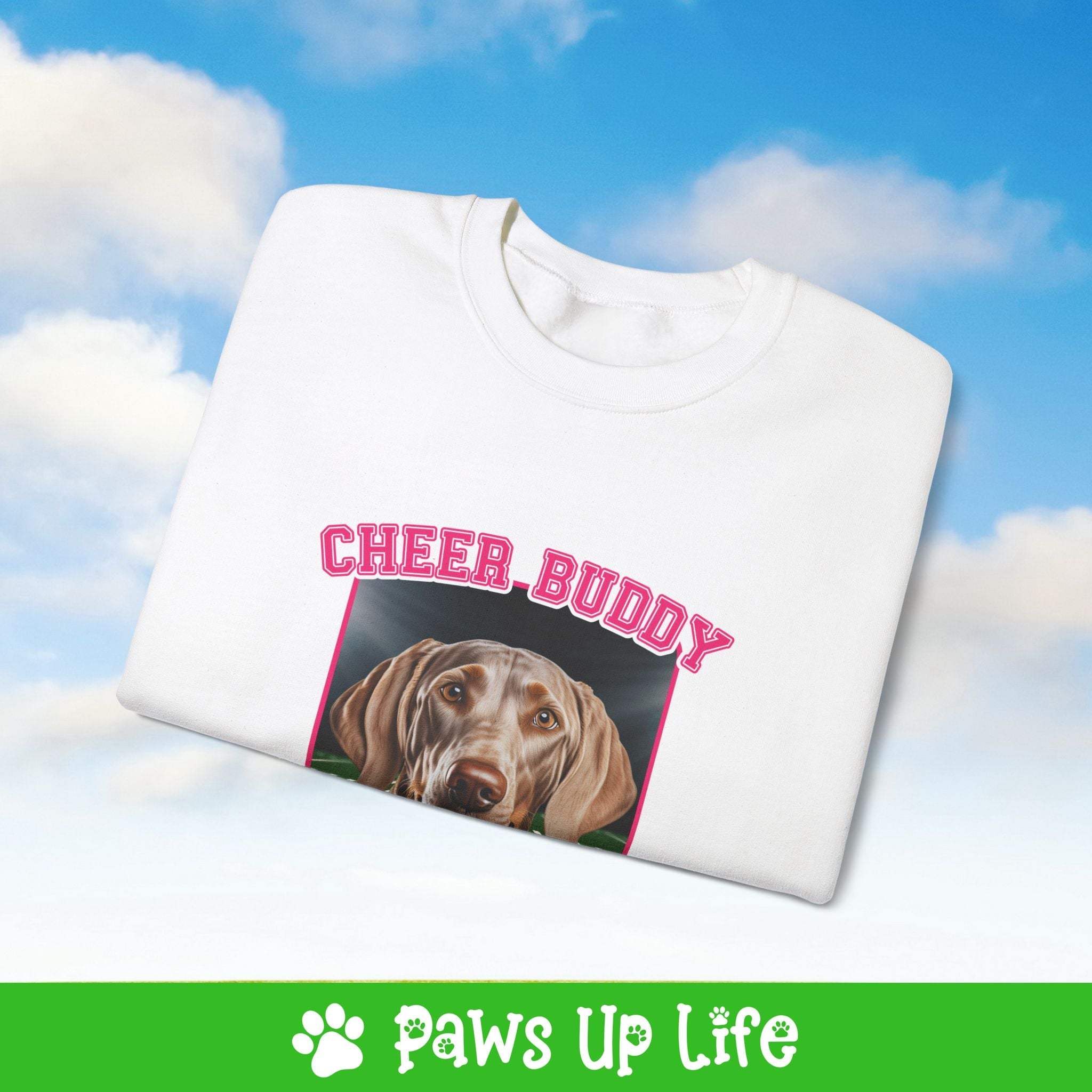 Weimaraner Football Cheer Buddy Cheerleading Dog Crewneck Sweatshirt, Unisex Gift for Animal Lovers, Dog Mom Dad Sweatshirt, Cute Dog Lover Apparel, Fun Pet | Paws Up Life, LLC