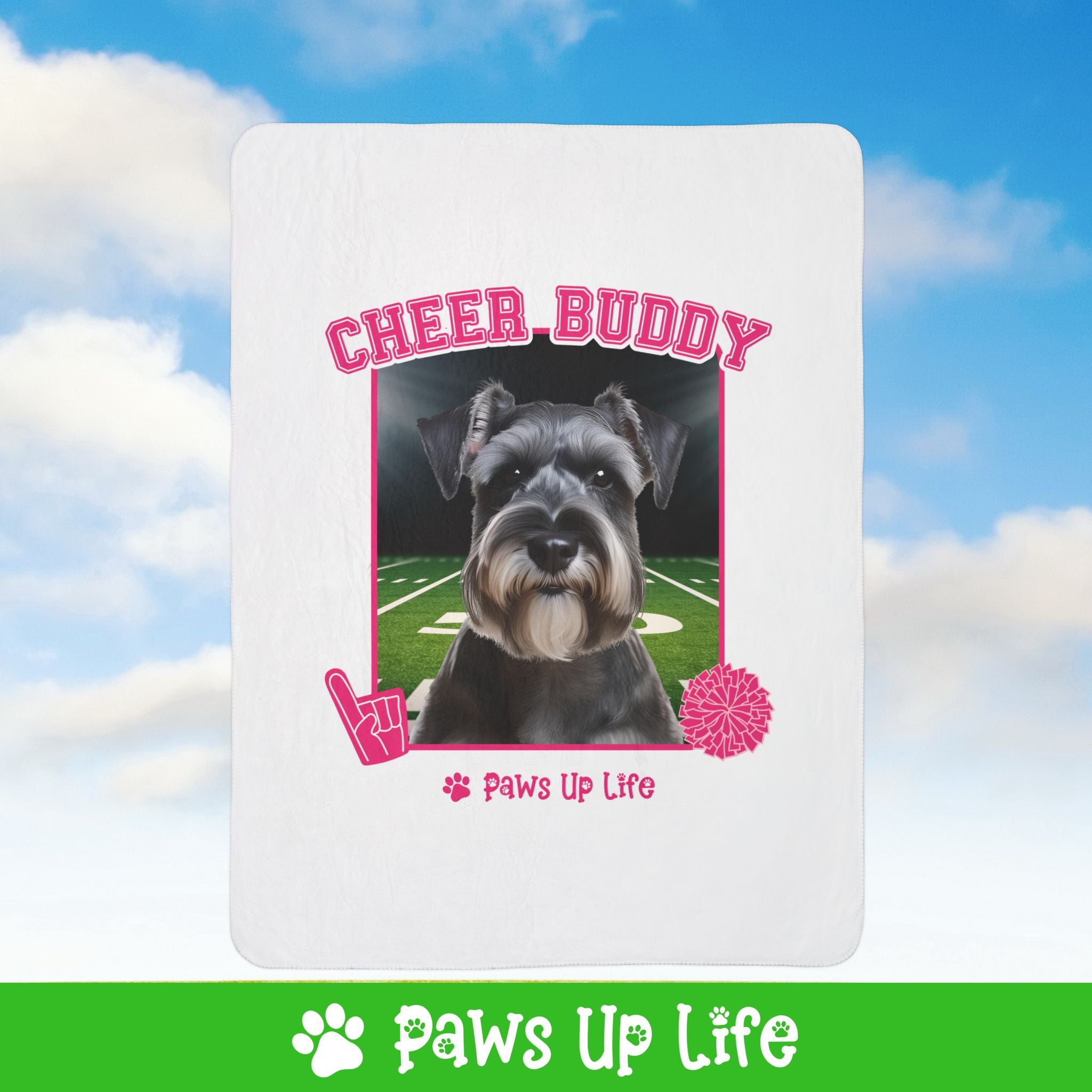 Miniature Schnauzer Football Cheer Buddy Cheerleading Dog Fleece Sherpa Blanket - Perfect for Snuggling and Cozy Napping | Paws Up Life, LLC