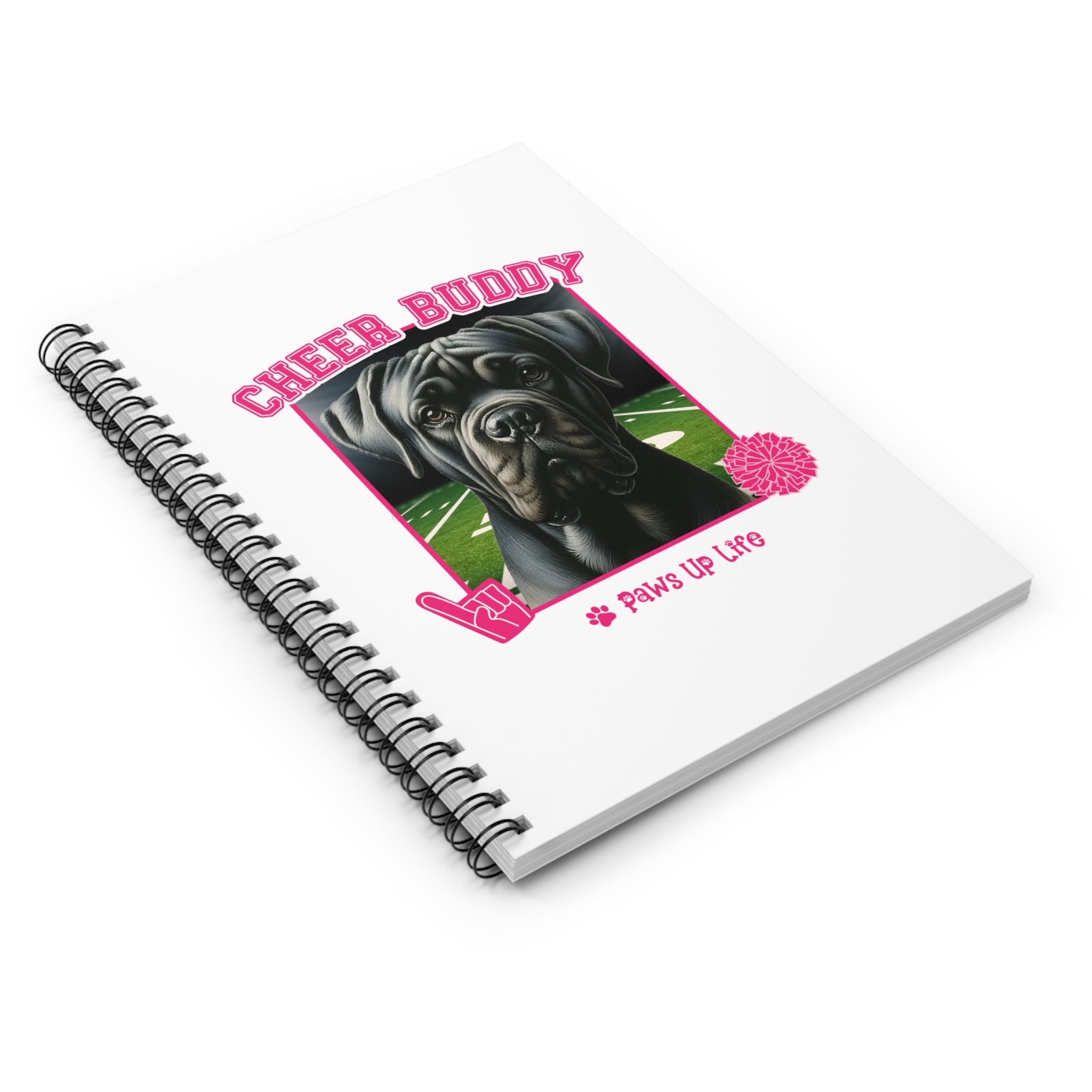 Cane Corso Football Cheer Buddy Cheerleading Dog Spiral Notebook for Office and Home - Ruled Line | Paws Up Life, LLC