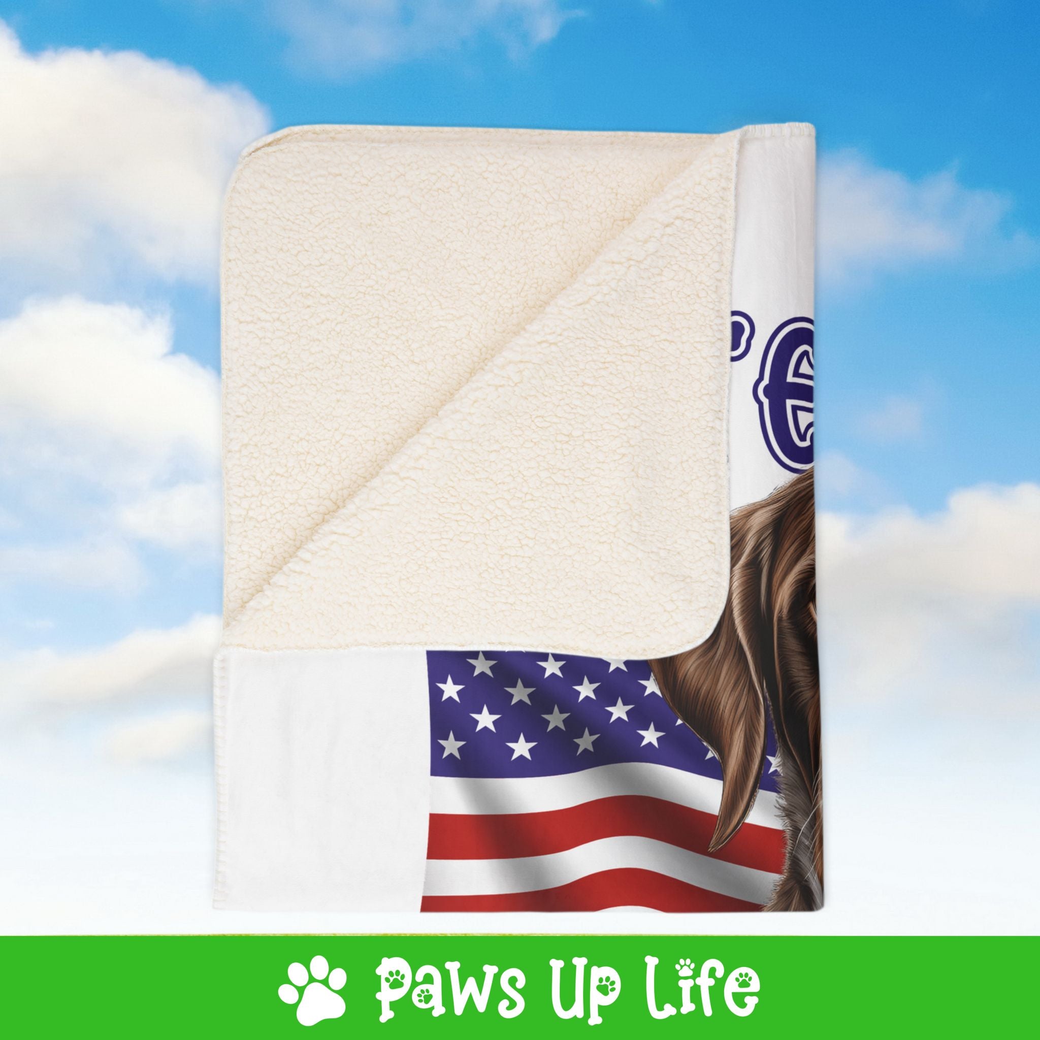 German Wirehaired Pointer Dog United We Love Fleece Sherpa Blanket - Perfect for Snuggling and Cozy Napping | Paws Up Life, LLC