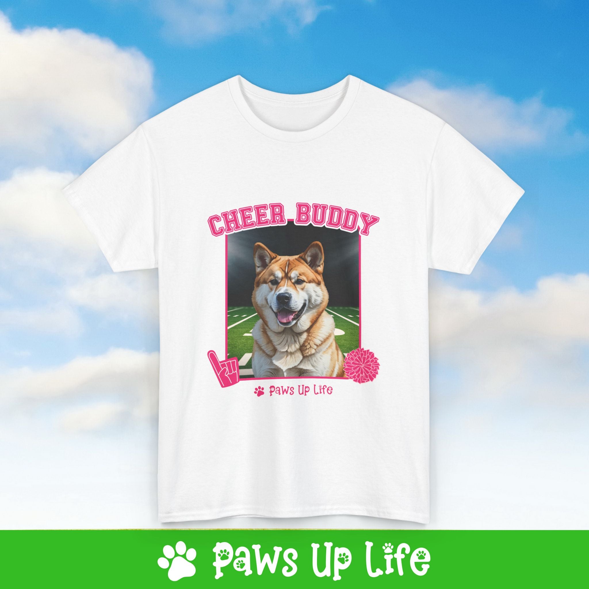 Akita Cheer Buddy Cheerleading Dog Tee, Shirt, Unisex Pet Lover Gift, Dog Mom Dad Tshirt, Animal Rescue Advocate, Cute Puppy Graphic Top Classic Collar | Paws Up Life, LLC