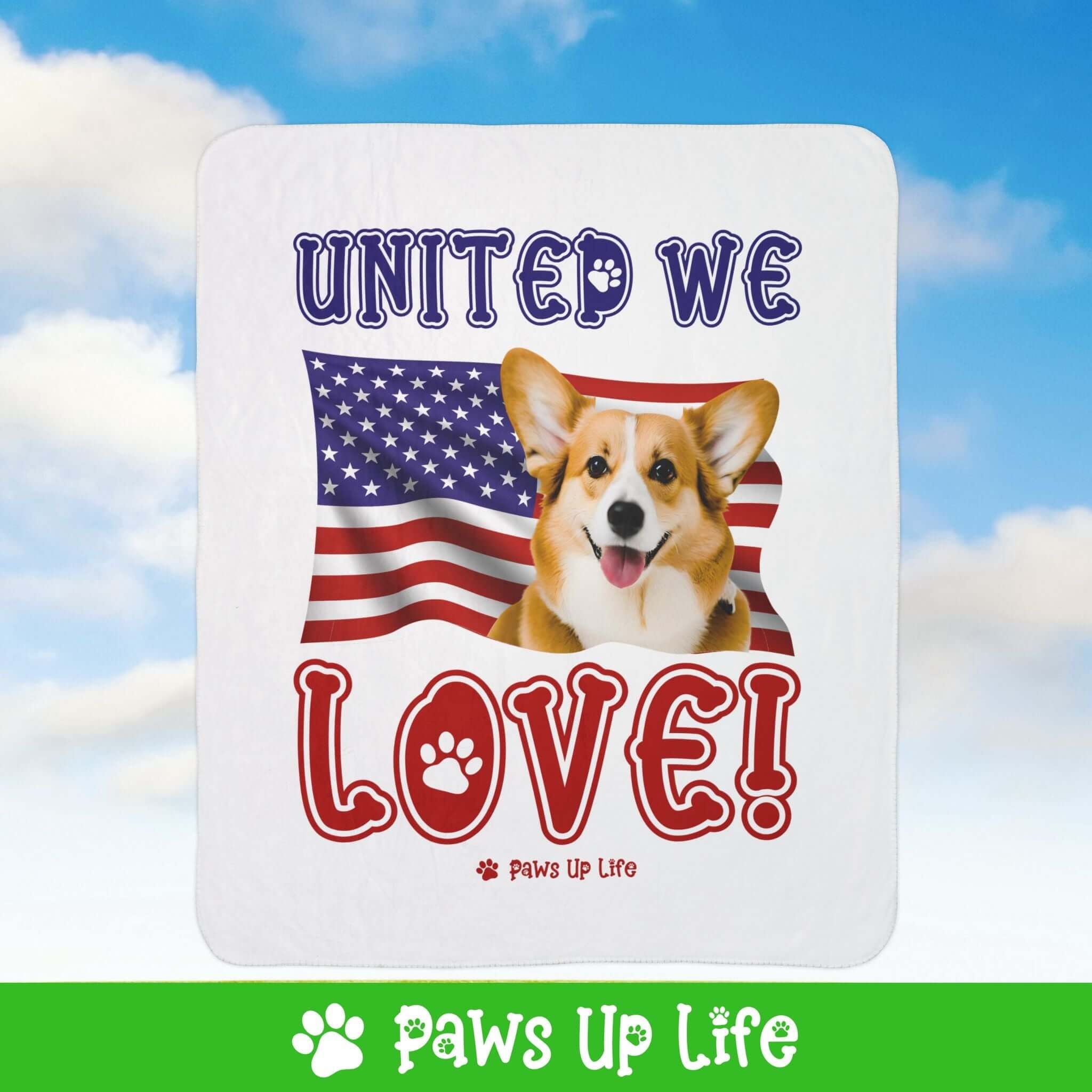 Pembroke Welsh Corgi Dog United We Love Fleece Sherpa Blanket - Perfect for Snuggling and Cozy Napping | Paws Up Life, LLC