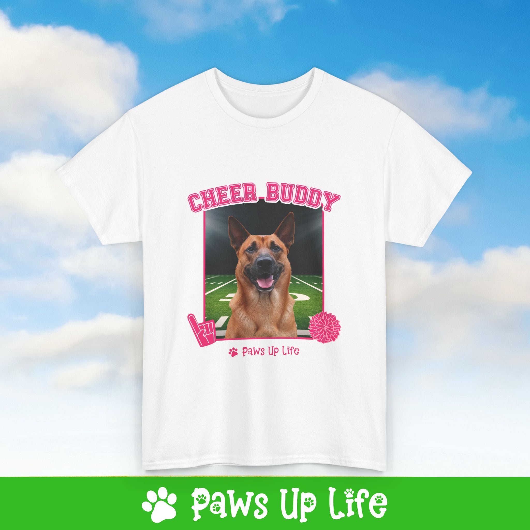 Belgian Sheepdog Cheer Buddy Cheerleading Dog Tee, Shirt, Unisex Pet Lover Gift, Dog Mom Dad Tshirt, Animal Rescue Advocate, Cute Puppy Graphic Top Classic Collar | Paws Up Life, LLC