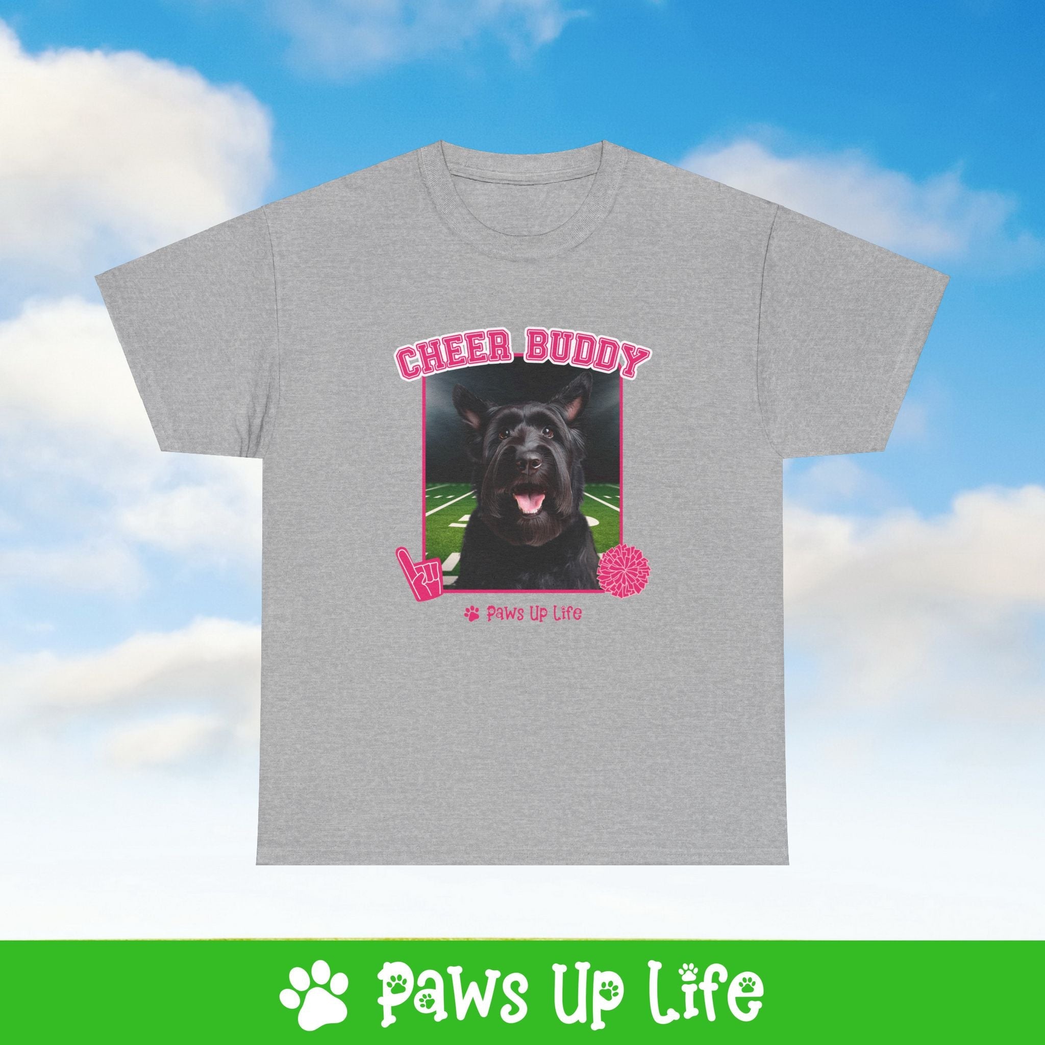 Black Russian Terrier Football Cheer Buddy Cheerleading Dog Tee, Shirt, Unisex Pet Lover Gift, Dog Mom Dad Tshirt, Animal Rescue Advocate, Cute Puppy Graphic Top Classic Collar | Paws Up Life, LLC