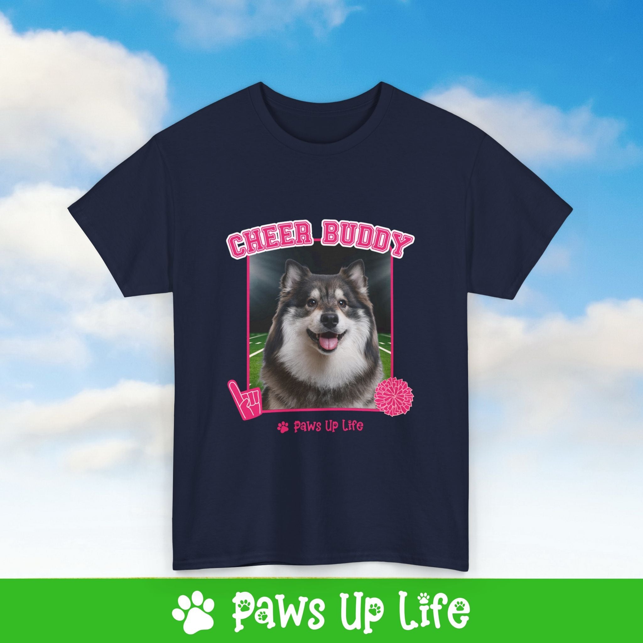 Finnish Lapphund Football Cheer Buddy Cheerleading Dog Tee, Shirt, Unisex Pet Lover Gift, Dog Mom Dad Tshirt, Animal Rescue Advocate, Cute Puppy Graphic Top Classic Collar | Paws Up Life, LLC