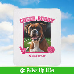 Boxer Football Cheer Buddy Cheerleading Dog Fleece Sherpa Blanket - Perfect for Snuggling and Cozy Napping | Paws Up Life, LLC