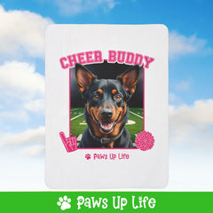 Australian Kelpie Cheer Buddy Cheerleading Dog Fleece Sherpa Blanket - Perfect for Snuggling and Cozy Napping | Paws Up Life, LLC