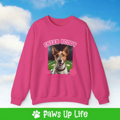 Fox Terrier Football Cheer Buddy Cheerleading Dog Crewneck Sweatshirt, Unisex Gift for Animal Lovers, Dog Mom Dad Sweatshirt, Cute Dog Lover Apparel, Fun Pet | Paws Up Life, LLC