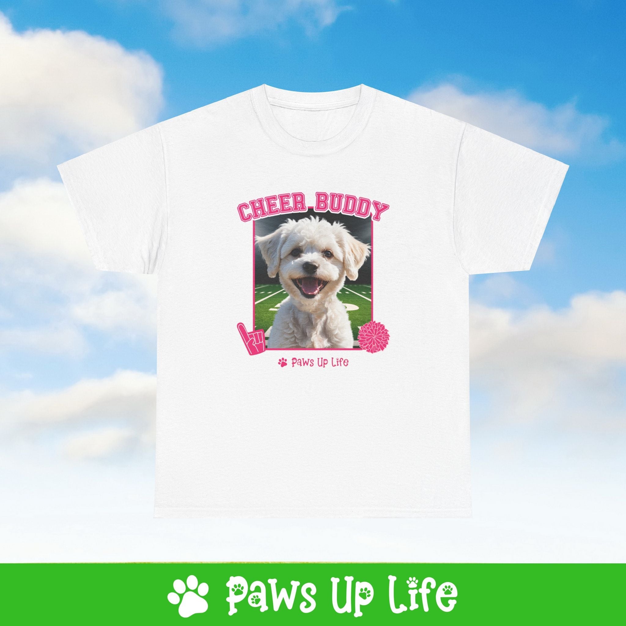 Bichons Frise Football Cheer Buddy Cheerleading Dog Tee, Shirt, Unisex Pet Lover Gift, Dog Mom Dad Tshirt, Animal Rescue Advocate, Cute Puppy Graphic Top Classic Collar | Paws Up Life, LLC