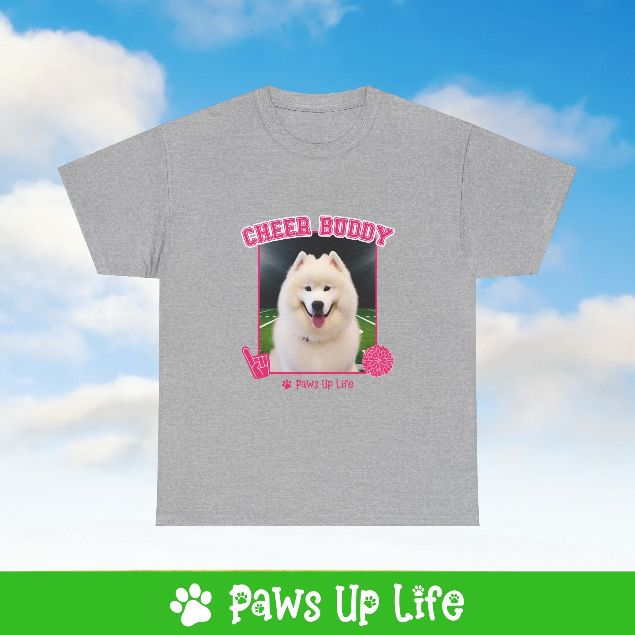 Samoyed Football Cheer Buddy Cheerleading Dog Tee, Shirt, Unisex Pet Lover Gift, Dog Mom Dad Tshirt, Animal Rescue Advocate, Cute Puppy Graphic Top Classic Collar | Paws Up Life, LLC