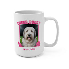 White Old English Sheep Dog Football Cheer Buddy Cheerleading Dog 15oz Large Coffee Mug Ceramic Drinkware Tea Washable | Paws Up Life, LLC