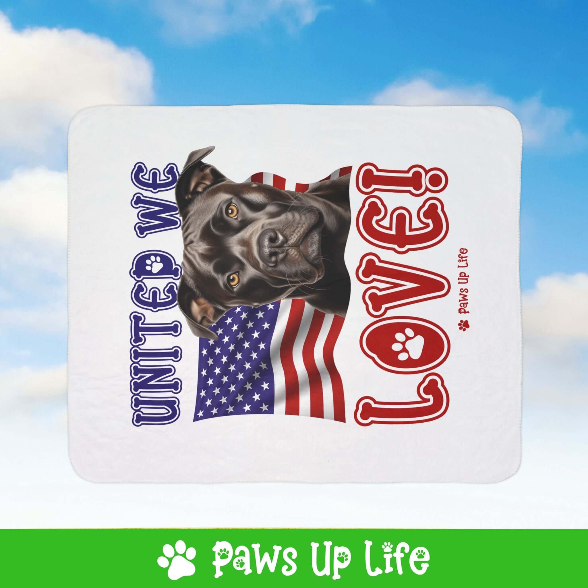 "United We Love" Staffordshire Bull Terrier Patriotic Fleece Sherpa Blanket - Perfect for Snuggling and Cozy Napping | Paws Up Life, LLC