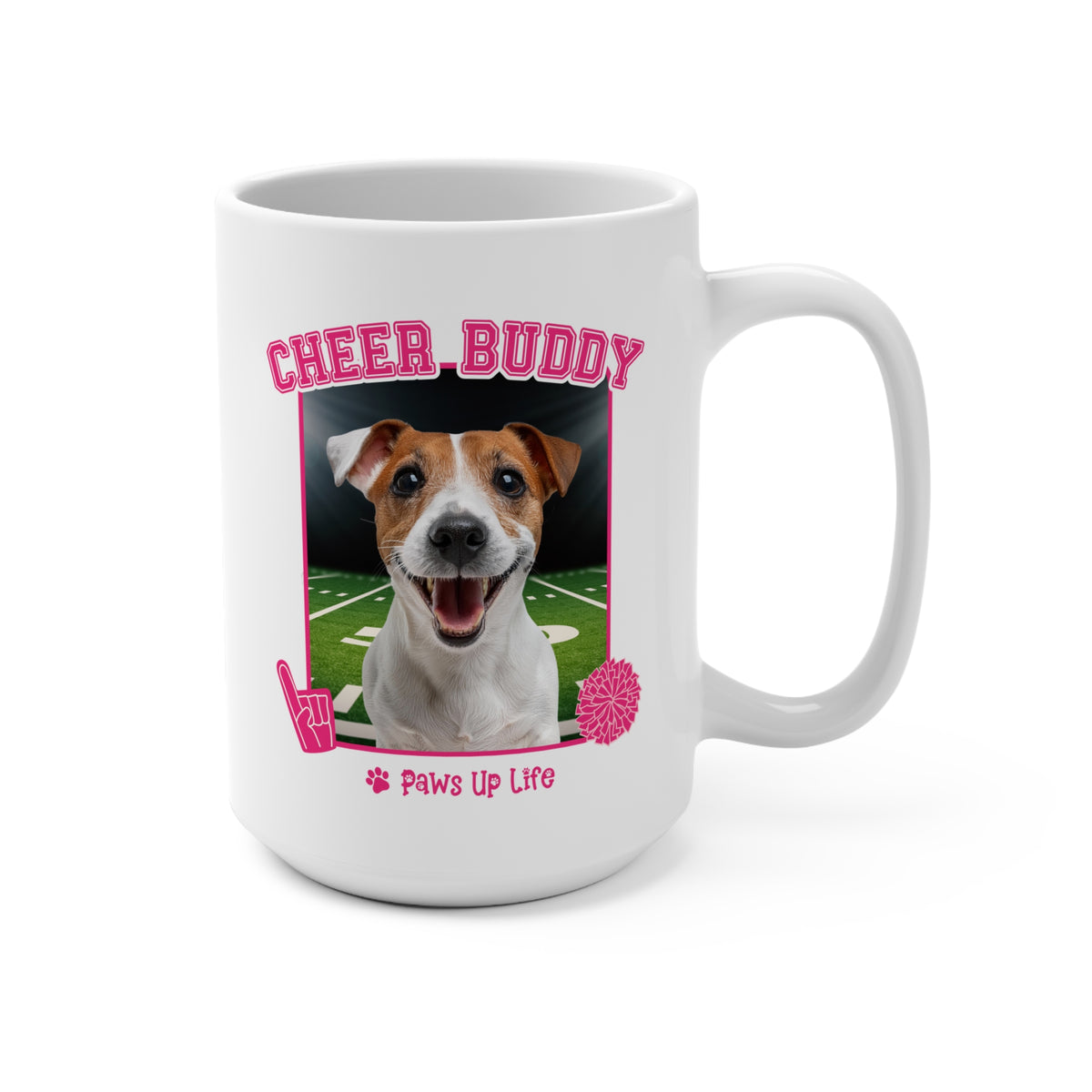 Jack Russell Football Cheer Buddy Cheerleading Dog 15oz Large Coffee Mug Ceramic Drinkware Tea Washable | Paws Up Life, LLC