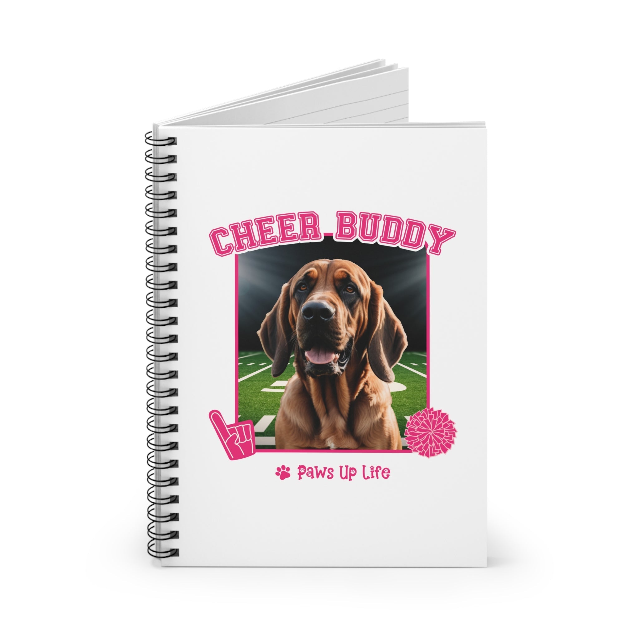 Bloodhound Football Cheer Buddy Cheerleading Dog Spiral Notebook for Office and Home - Ruled Line | Paws Up Life, LLC