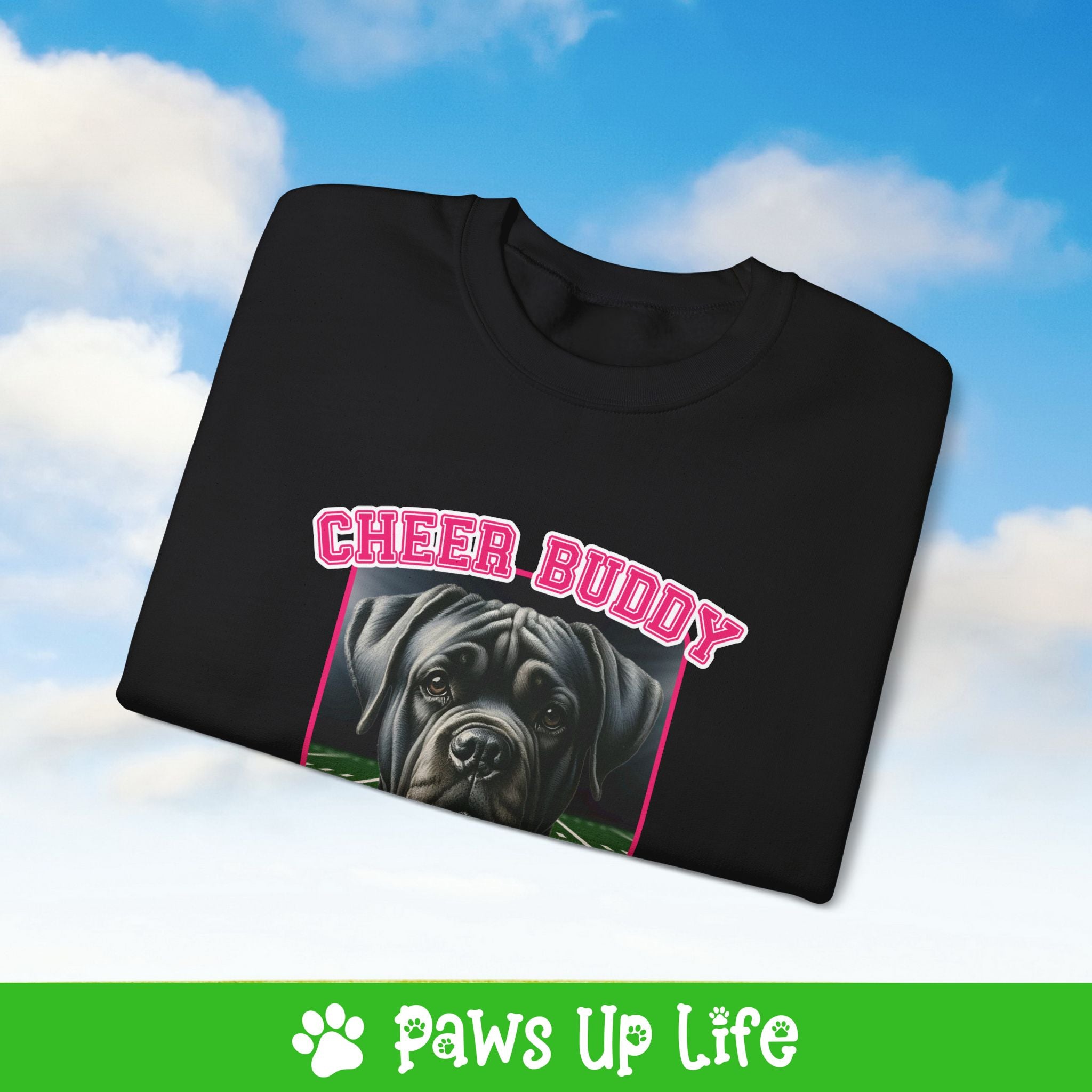 Cane Corso Football Cheer Buddy Cheerleading Dog Crewneck Sweatshirt, Unisex Gift for Animal Lovers, Dog Mom Dad Sweatshirt, Cute Dog Lover Apparel, Fun Pet