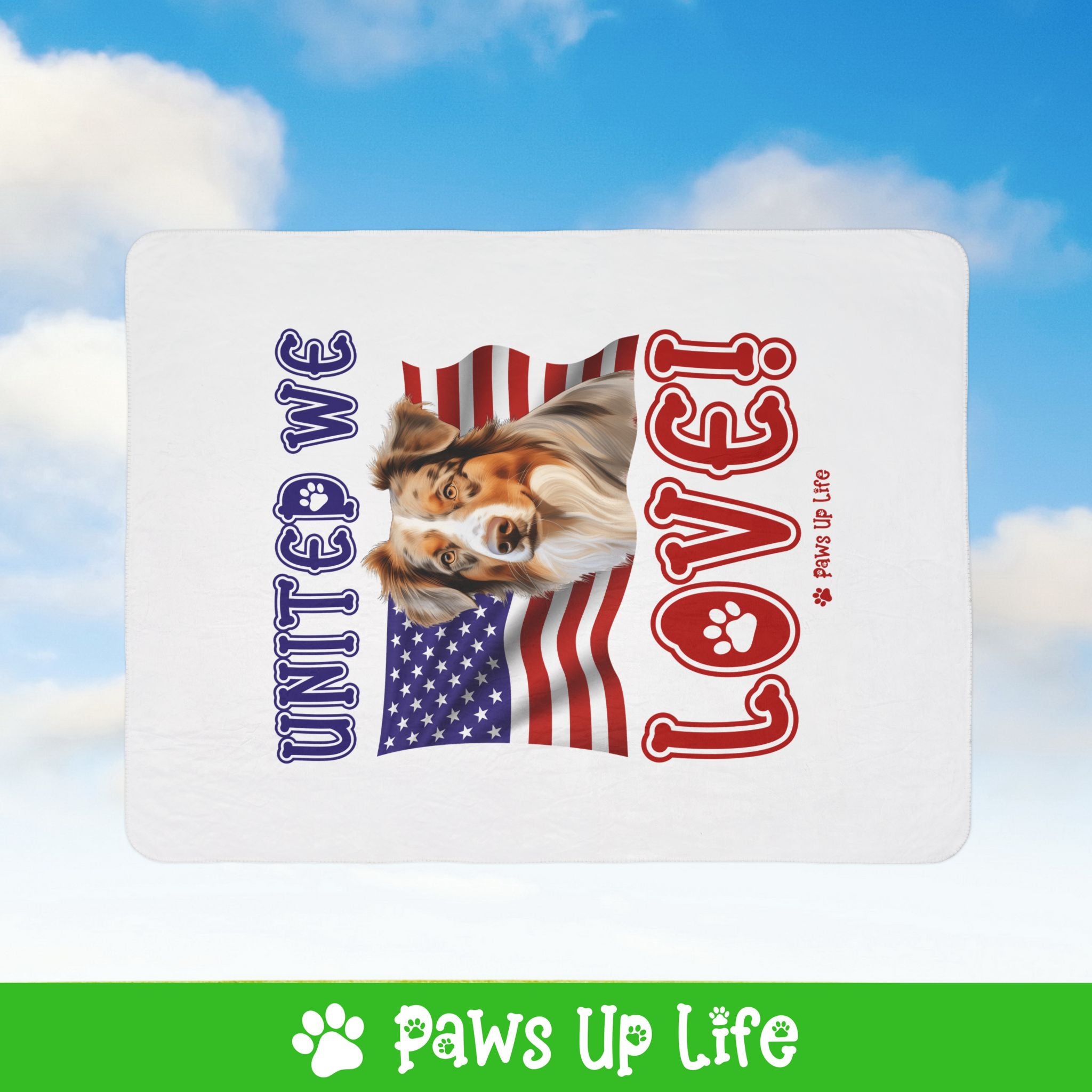 Australian Shepherd Dog United We Love Fleece Sherpa Blanket - Perfect for Snuggling and Cozy Napping