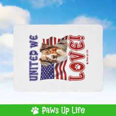 Australian Shepherd Dog United We Love Fleece Sherpa Blanket - Perfect for Snuggling and Cozy Napping