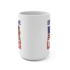 "United We Love" Shetland Sheepdog 15oz Ceramic Mug – Fun Patriotic Dog Lover Drinkware, Perfect for Coffee & Tea!