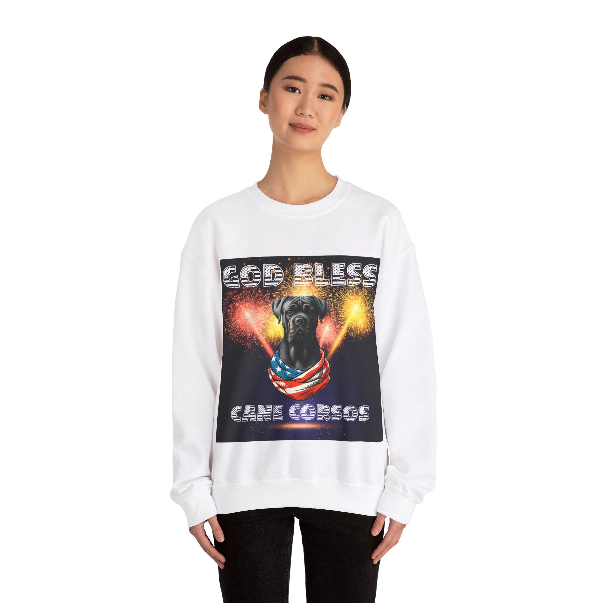 God Bless Cane Corso Patriotic Unisex Sweatshirt Heavy Blend™ Crewneck | Paws Up Life, LLC