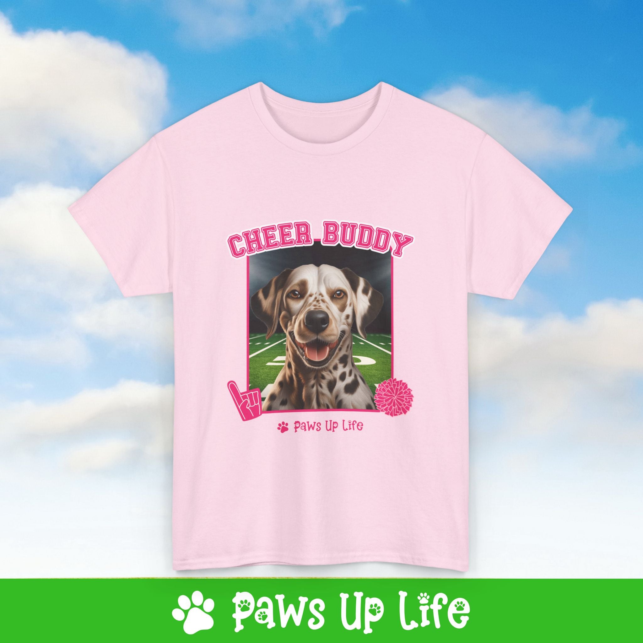 Dalmation Football Cheer Buddy Cheerleading Dog Tee, Shirt, Unisex Pet Lover Gift, Dog Mom Dad Tshirt, Animal Rescue Advocate, Cute Puppy Graphic Top Classic Collar | Paws Up Life, LLC