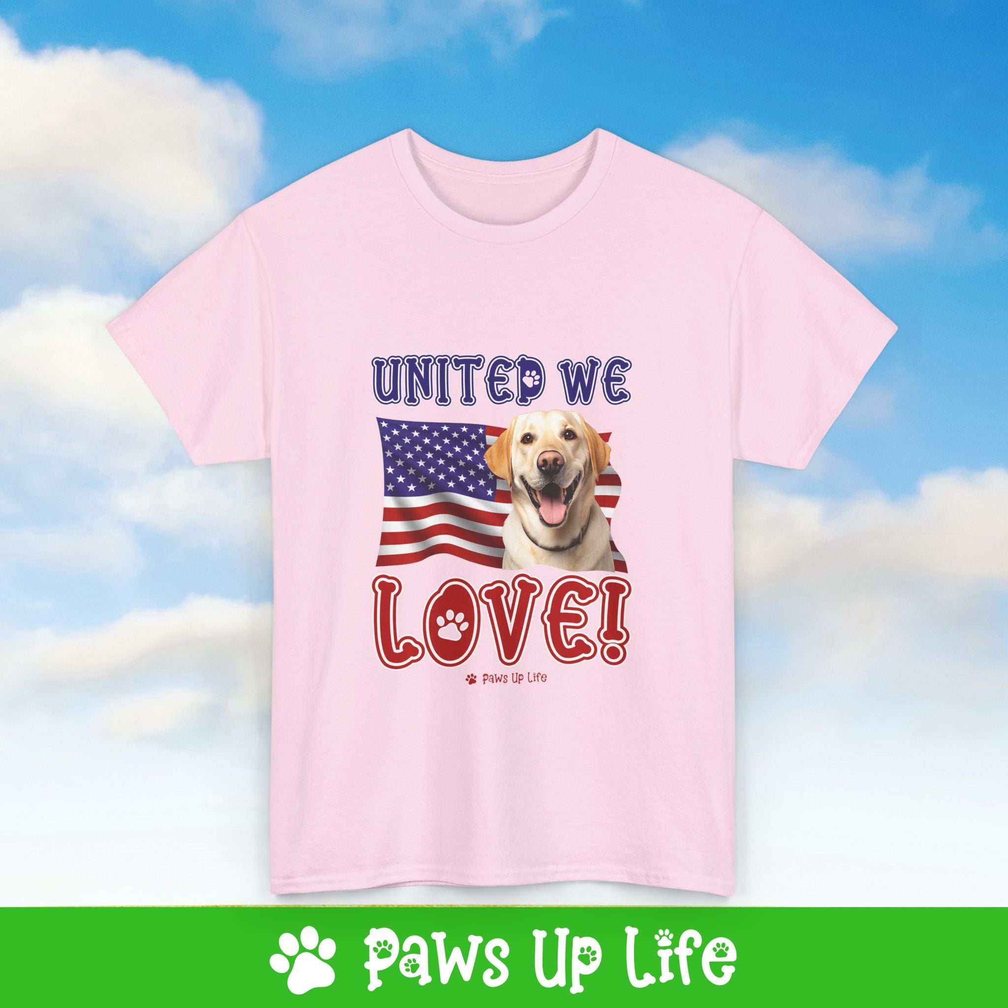 Yellow Lab Labrador Retriever Dog United We Love Dog Tee, Shirt, Unisex Pet Lover Gift, Dog Mom Dad Tshirt, Animal Rescue Advocate, Cute Puppy Graphic Top Classic Collar | Paws Up Life, LLC