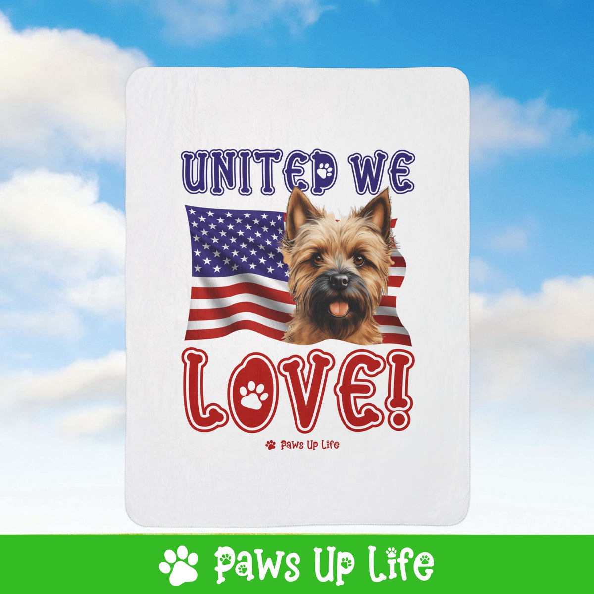 Cairn Terrier Dog United We Love Fleece Sherpa Blanket - Perfect for Snuggling and Cozy Napping | Paws Up Life, LLC