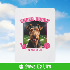 Airedale Terrier Cheer Buddy Dog Cheerleader Fleece Sherpa Blanket - Perfect for Snuggling and Cozy Napping | Paws Up Life, LLC