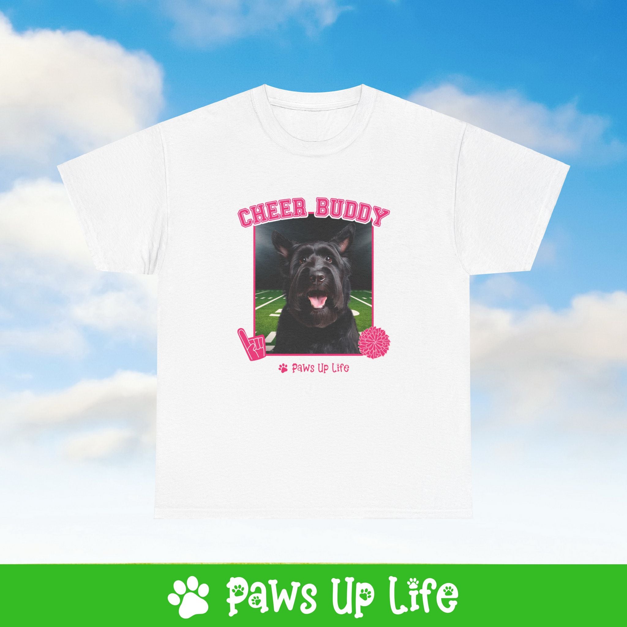 Black Russian Terrier Football Cheer Buddy Cheerleading Dog Tee, Shirt, Unisex Pet Lover Gift, Dog Mom Dad Tshirt, Animal Rescue Advocate, Cute Puppy Graphic Top Classic Collar | Paws Up Life, LLC