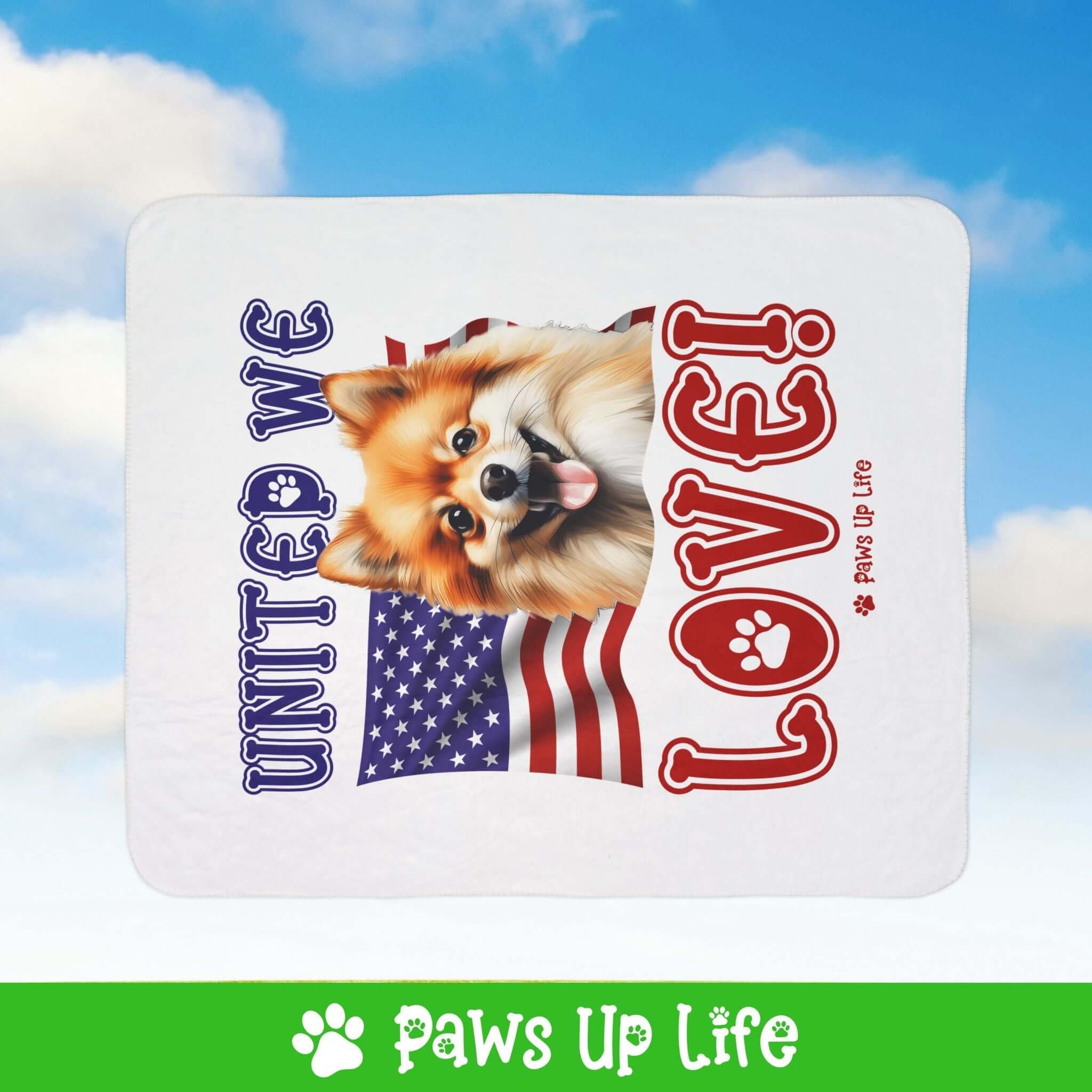 Pomeranian Dog United We Love Fleece Sherpa Blanket - Perfect for Snuggling and Cozy Napping | Paws Up Life, LLC